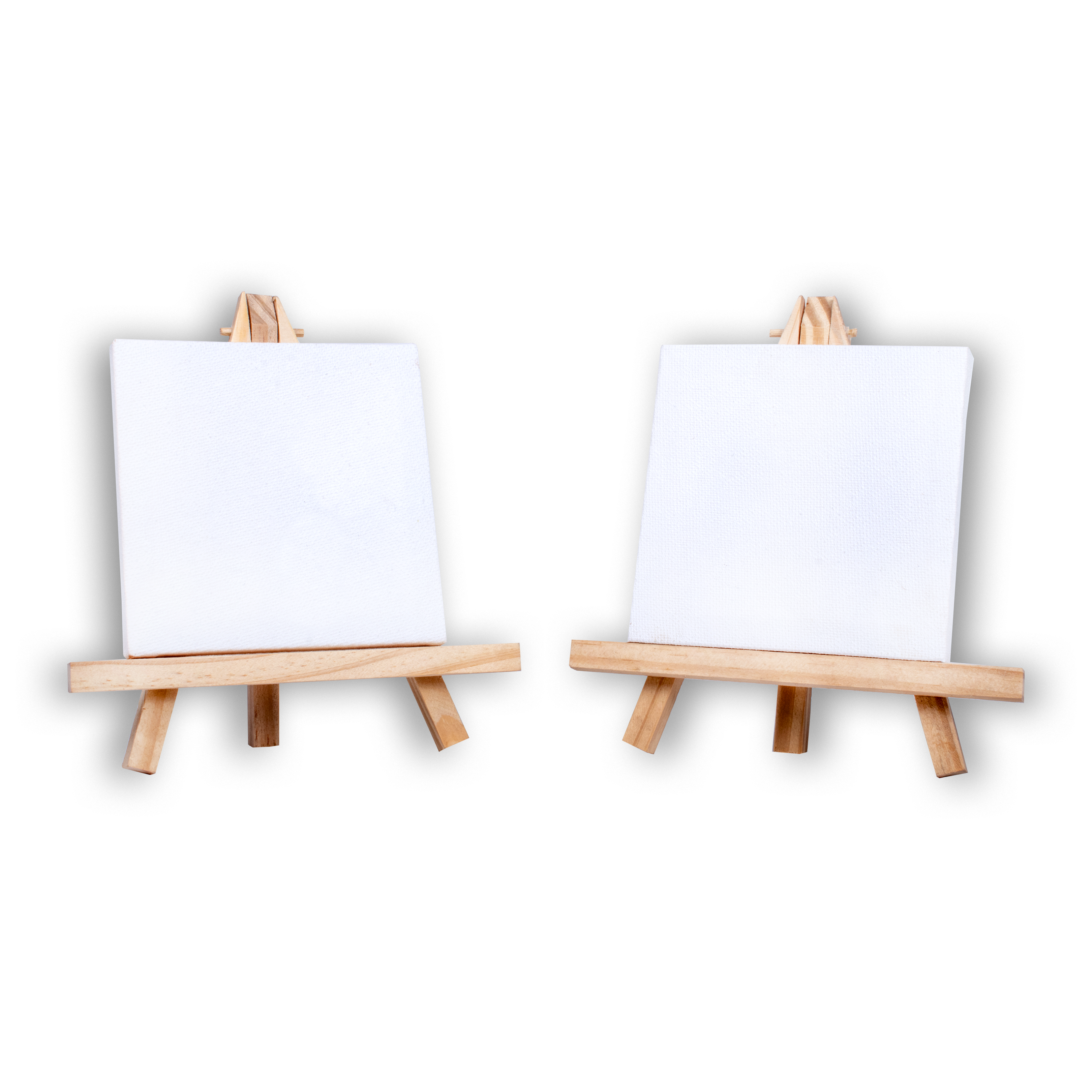 Wooden Mini Easel With Canvas Easel Size 15Cm & Canvas Size 10 X 10Cm Set Of 2Pc
