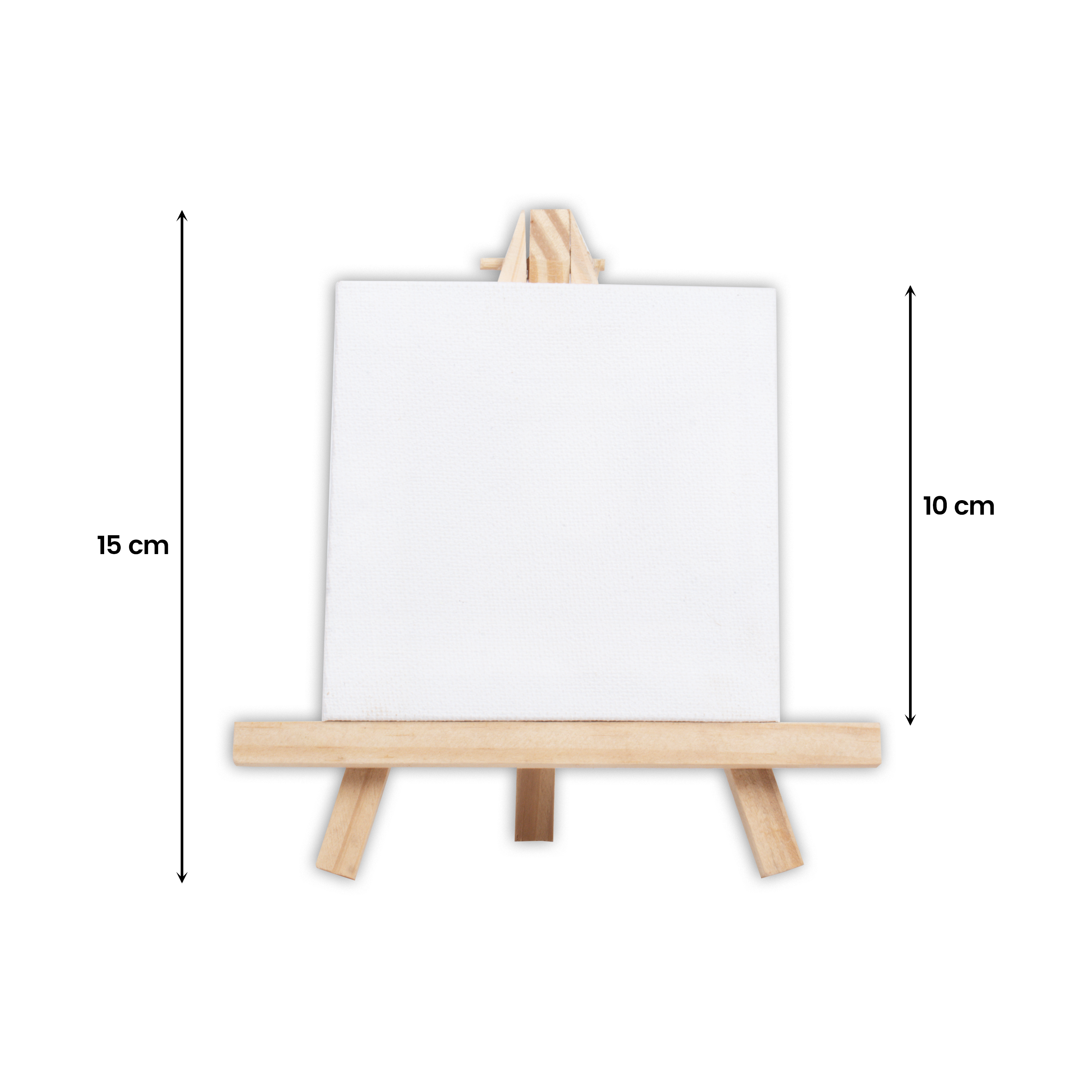 Wooden Mini Easel With Canvas Easel Size 15Cm & Canvas Size 10 X 10Cm Set Of 2Pc