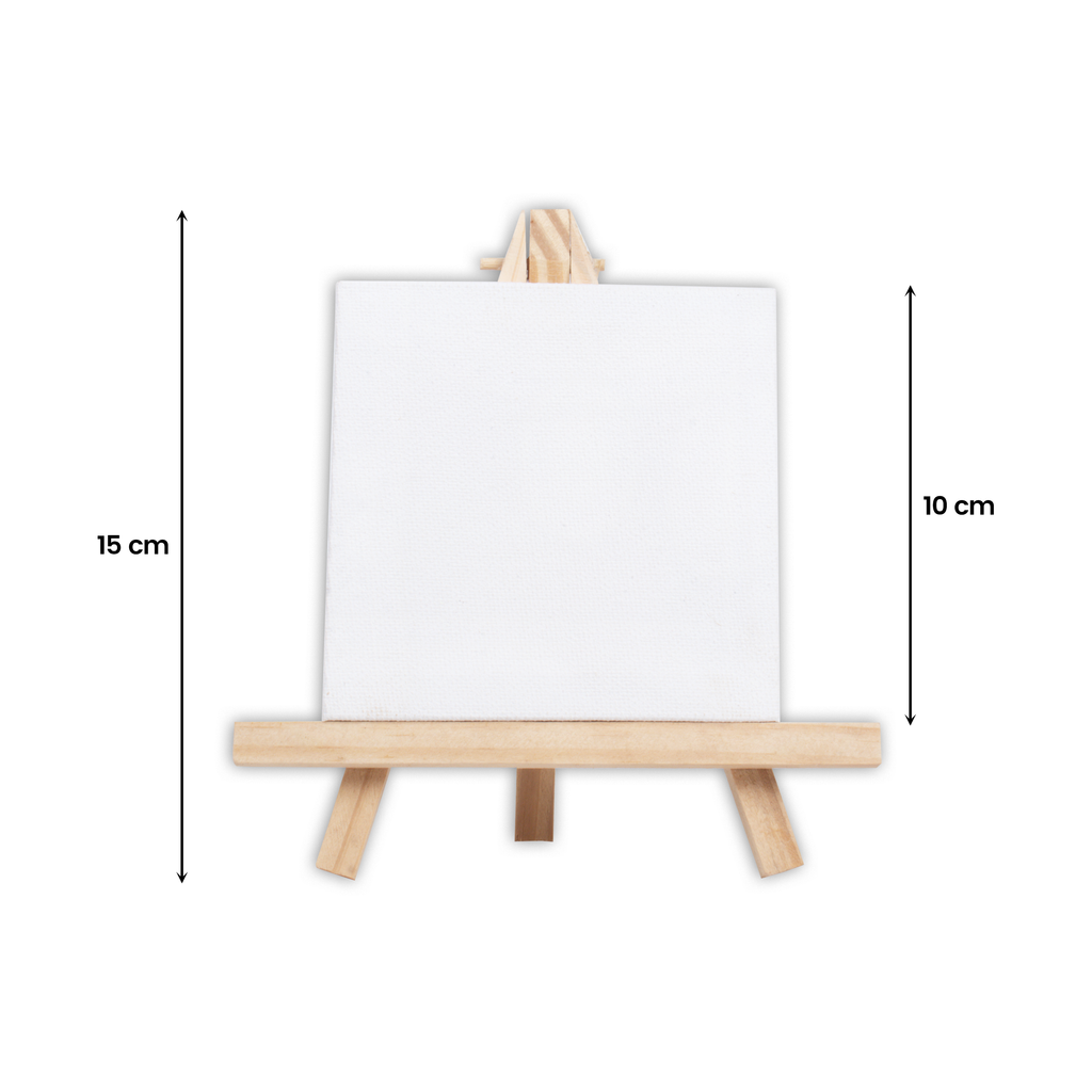 Wooden Mini Easel With Canvas Easel Size 15Cm & Canvas Size 10 X 10Cm Set Of 2Pc