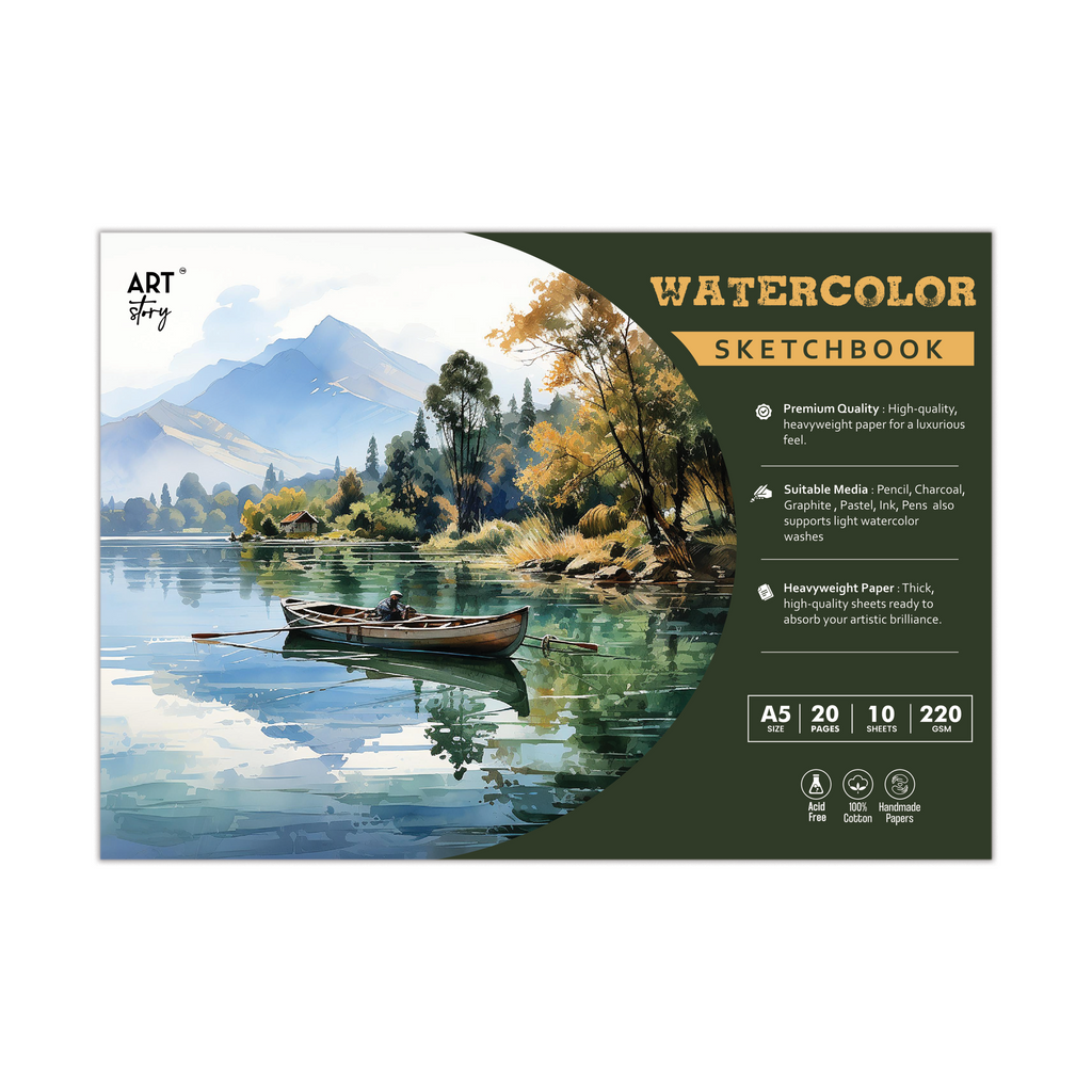 Watercolour Sketchbook | A5 - 220gsm | 20pages - 1 Book