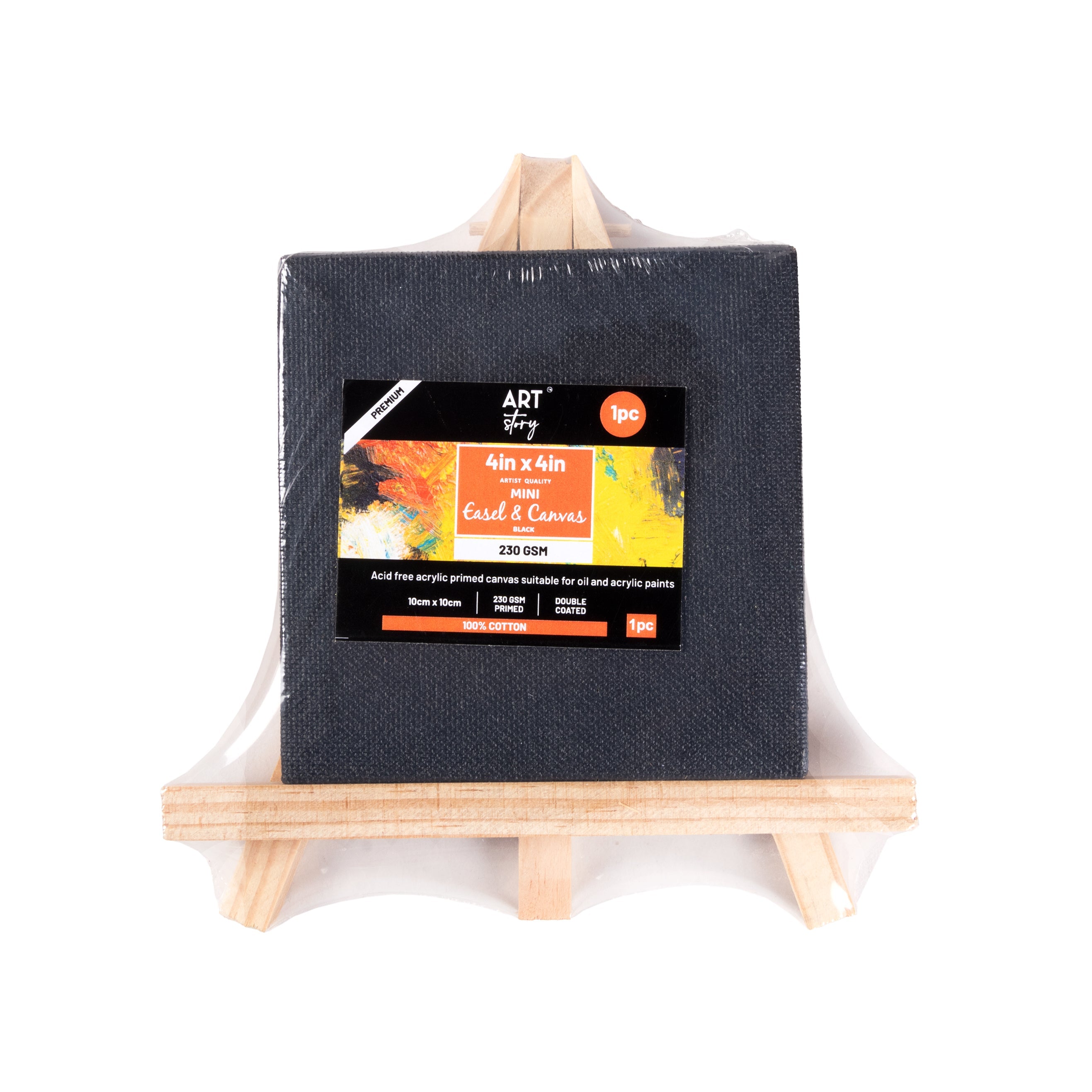 Wooden Mini Easel With Black Canvas Easel Size 15cm Canvas Size 10 X 10cm 1pc