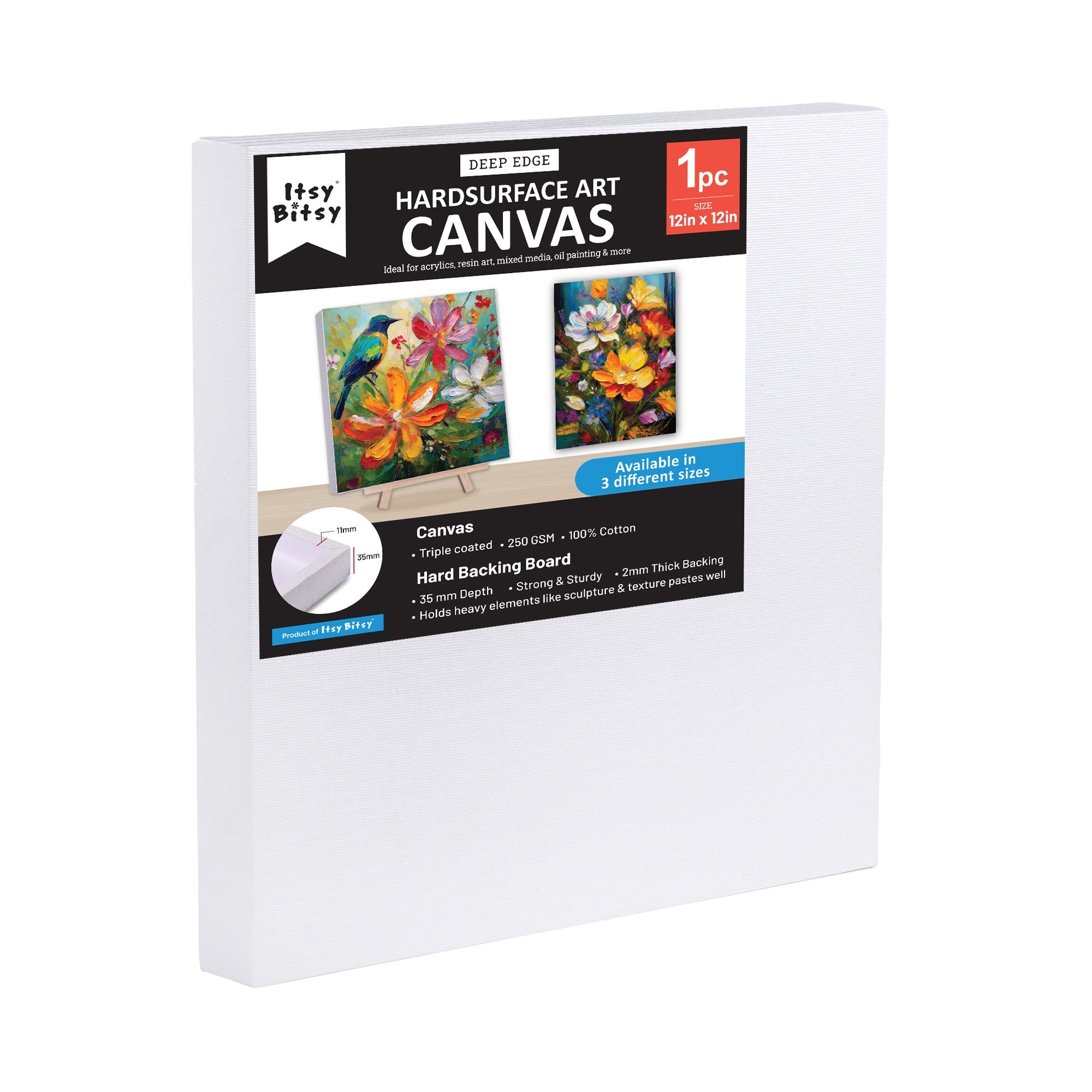 Artists 3D Deep Edge Canvas Panel Square 12 X 12inch 1pc