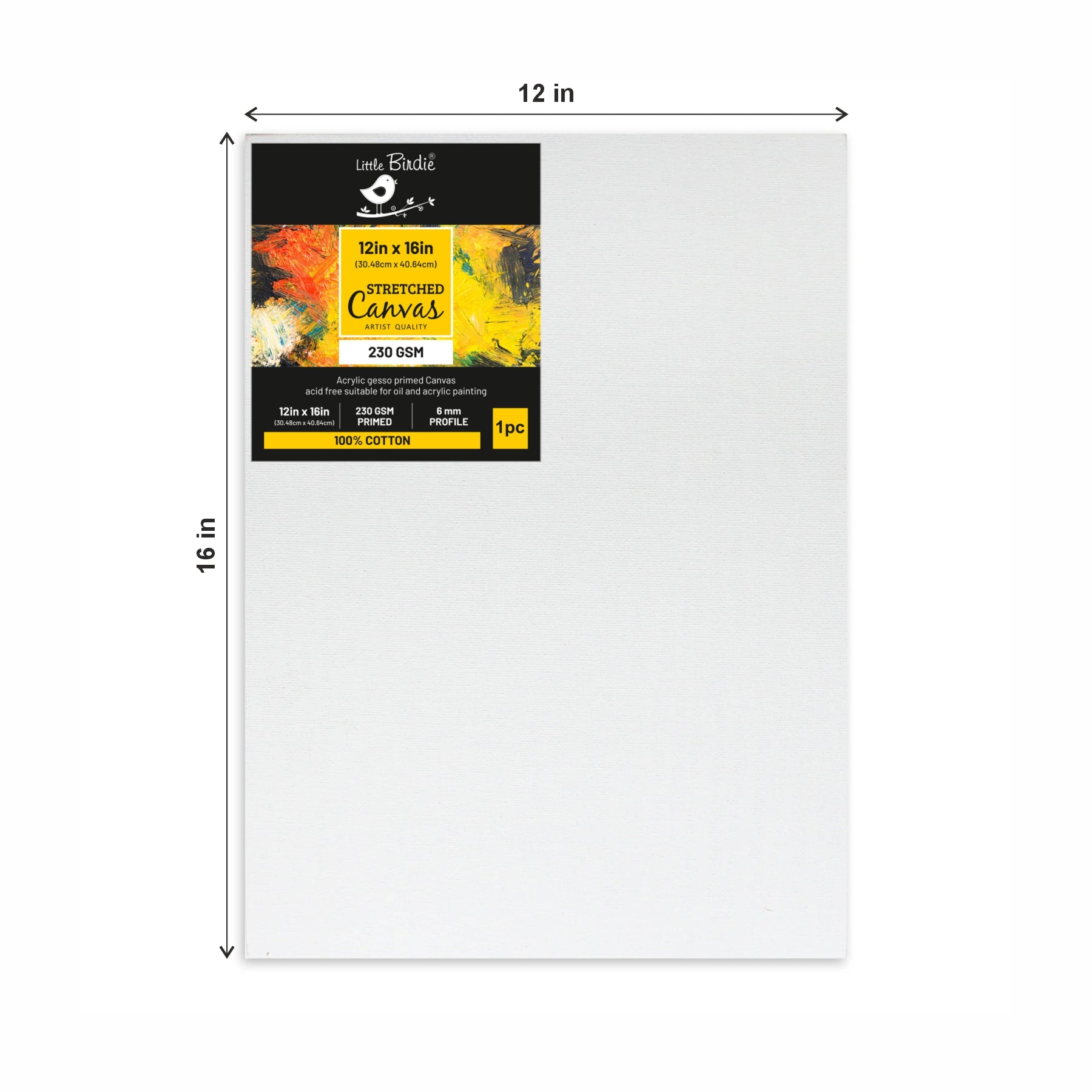 STRETCHED CANVAS FRAME 16X30mm 230gsm 12 X 16inch 3PC LB
