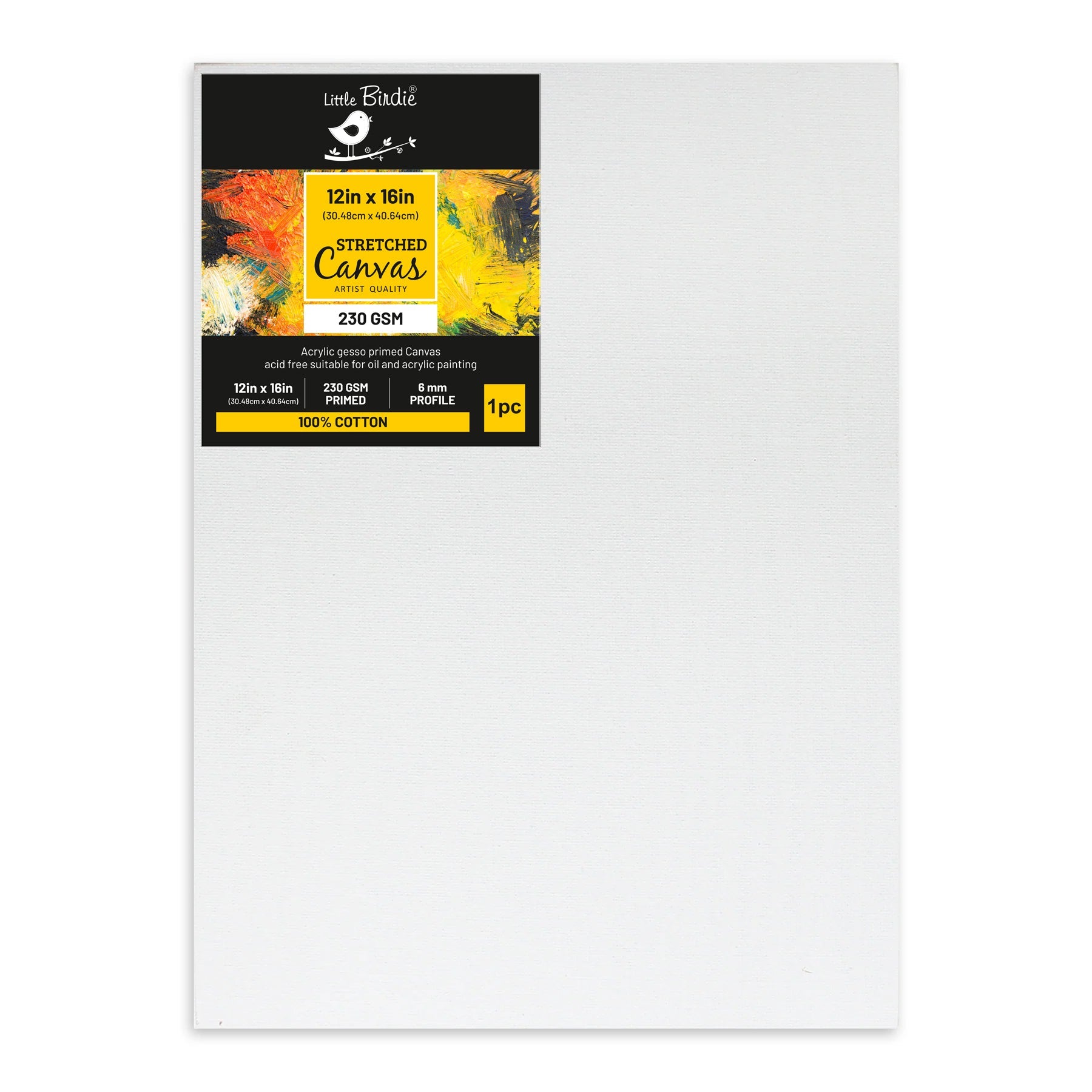 STRETCHED CANVAS FRAME 16X30mm 230gsm 12 X 16inch 3PC LB