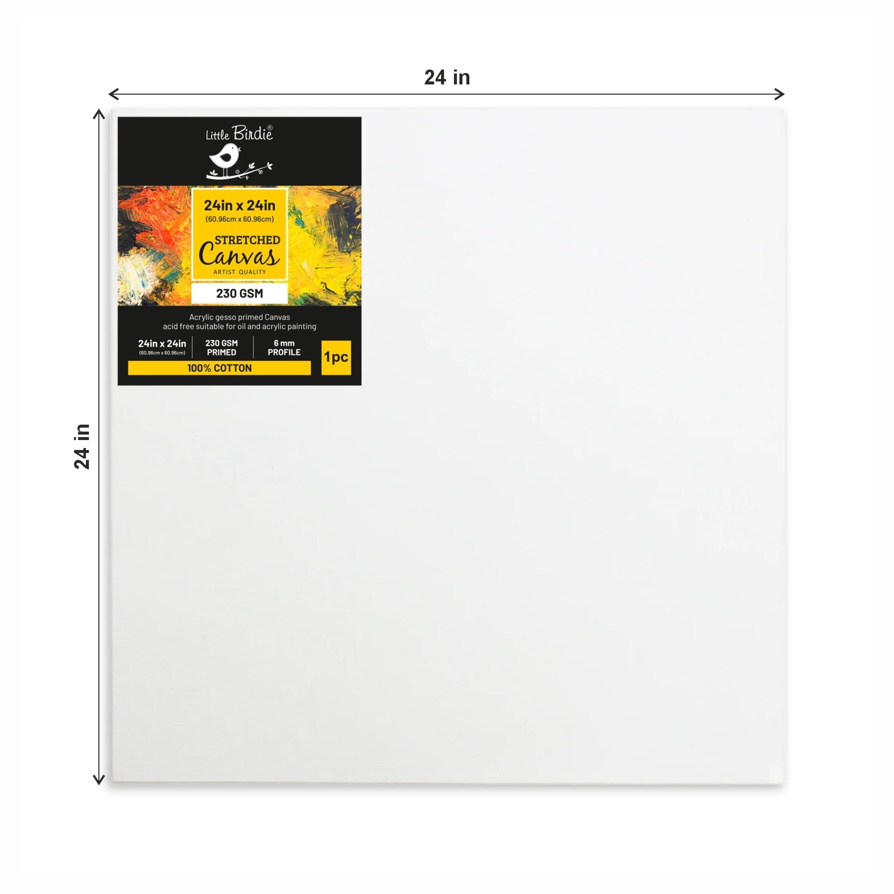 Stretched Canvas Frame 16X30Mm 230Gsm 24 X 24Inch 1Pc (Pack of 3)