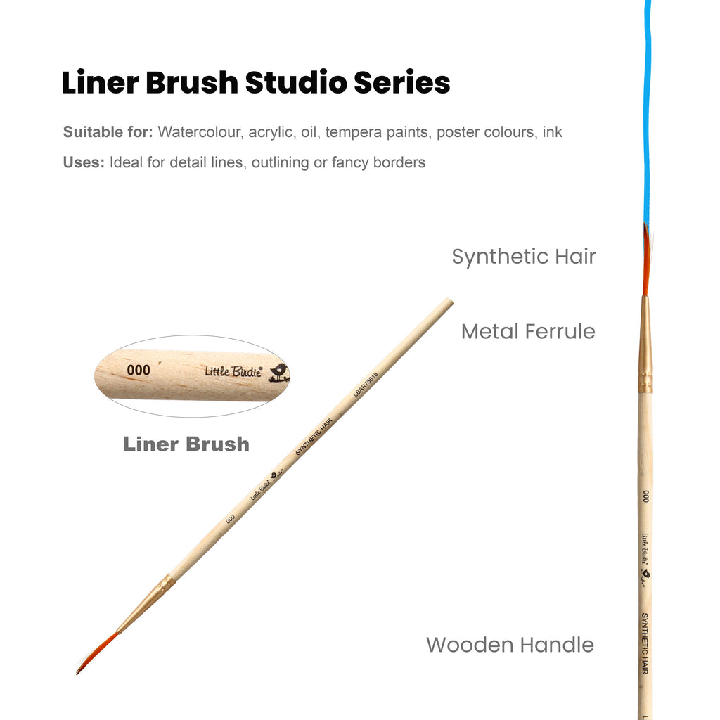 Liner Brush Synthetic Hair Size 000 Handle Length 150mm