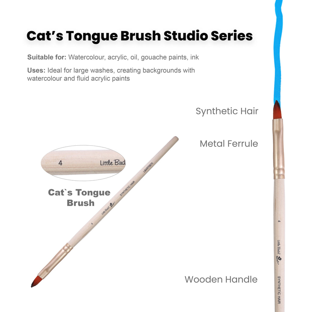 Cat`S Tongue Brush Synthetic Hair Size 4 Handle Length 150mm