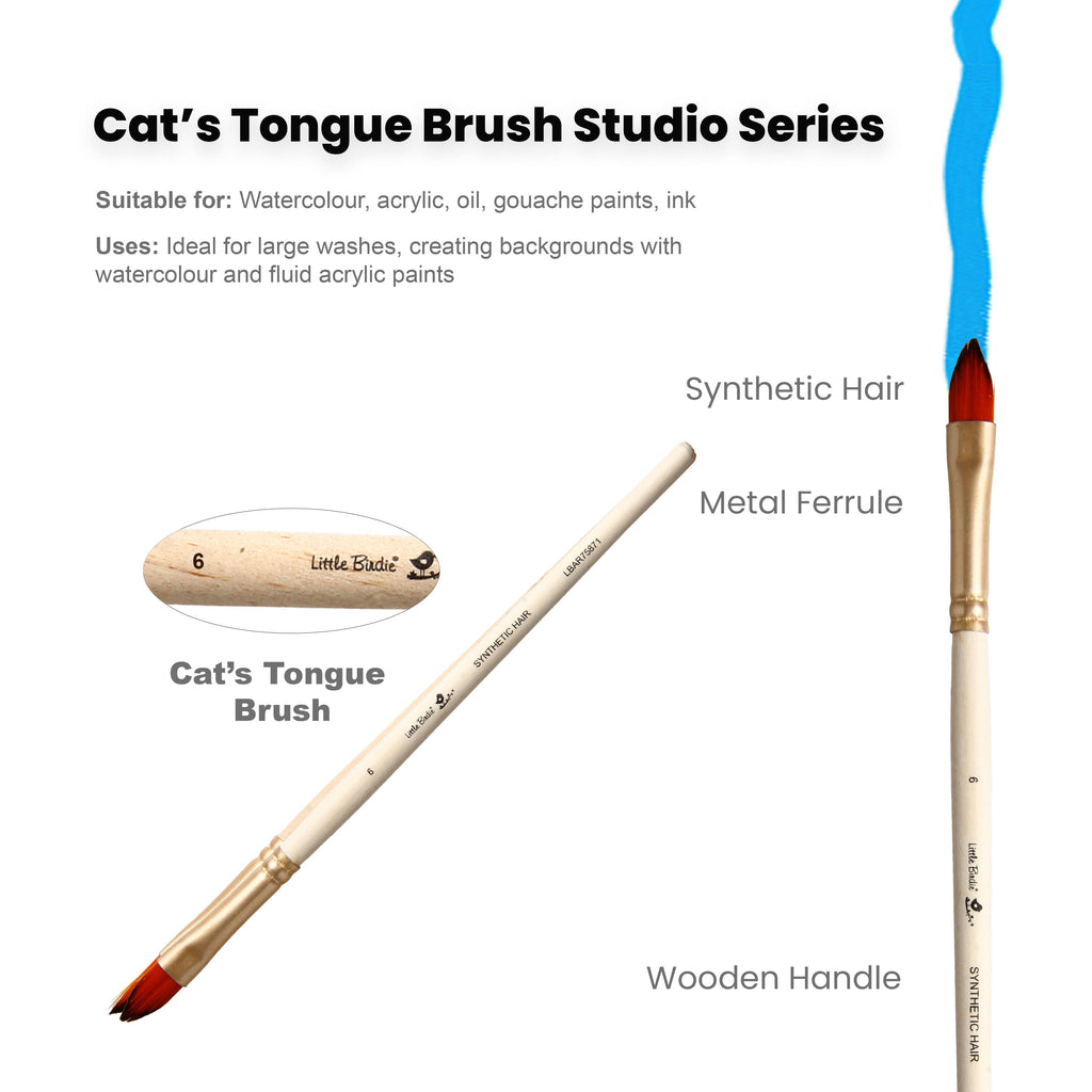 Cat`S Tongue Brush Synthetic Hair Size 6 Handle Length 150mm