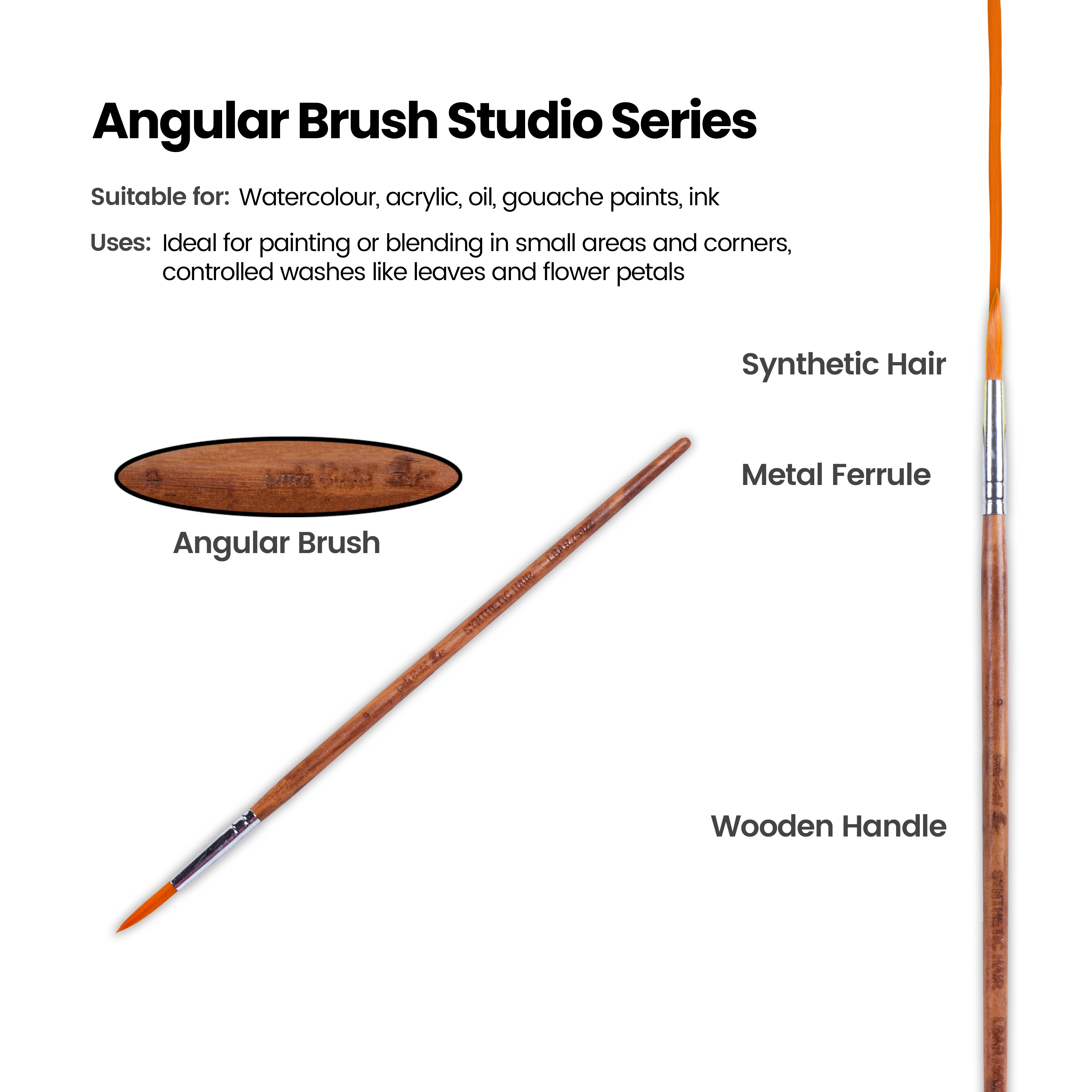 Rosewood Round Brush Synthetic Hair Handle Length 200mm Size 9 1 pc