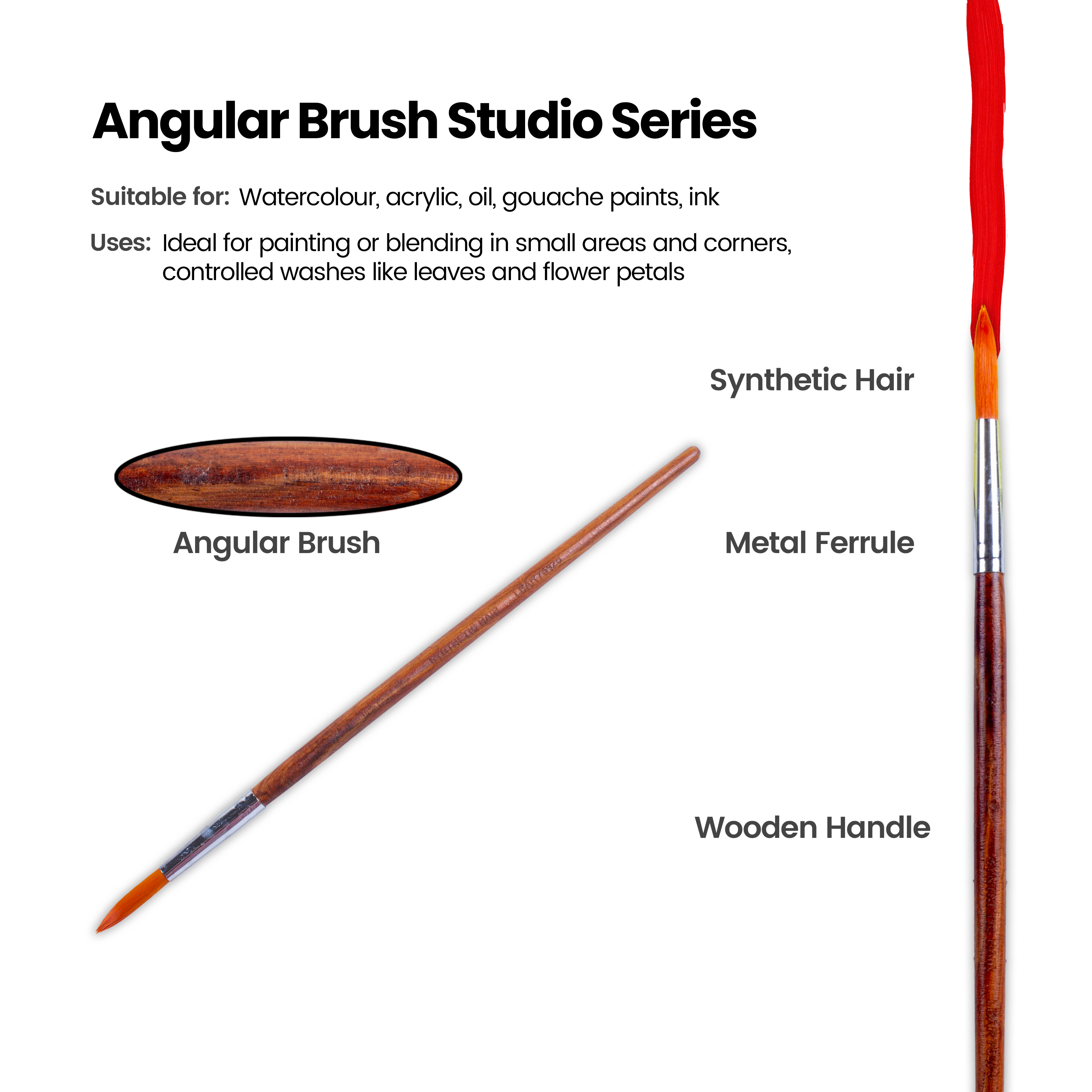 Rosewood Round Brush Synthetic Hair Handle Length 200mm Size 12 1 pc