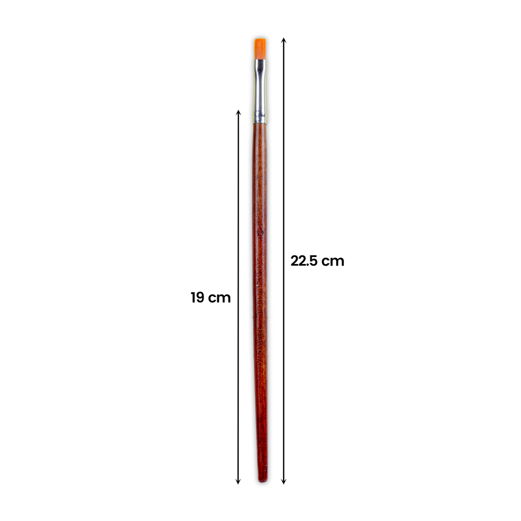 Rosewood Flat Brush Synthetic Hair Handle Length 200mm Size 2 1 pc