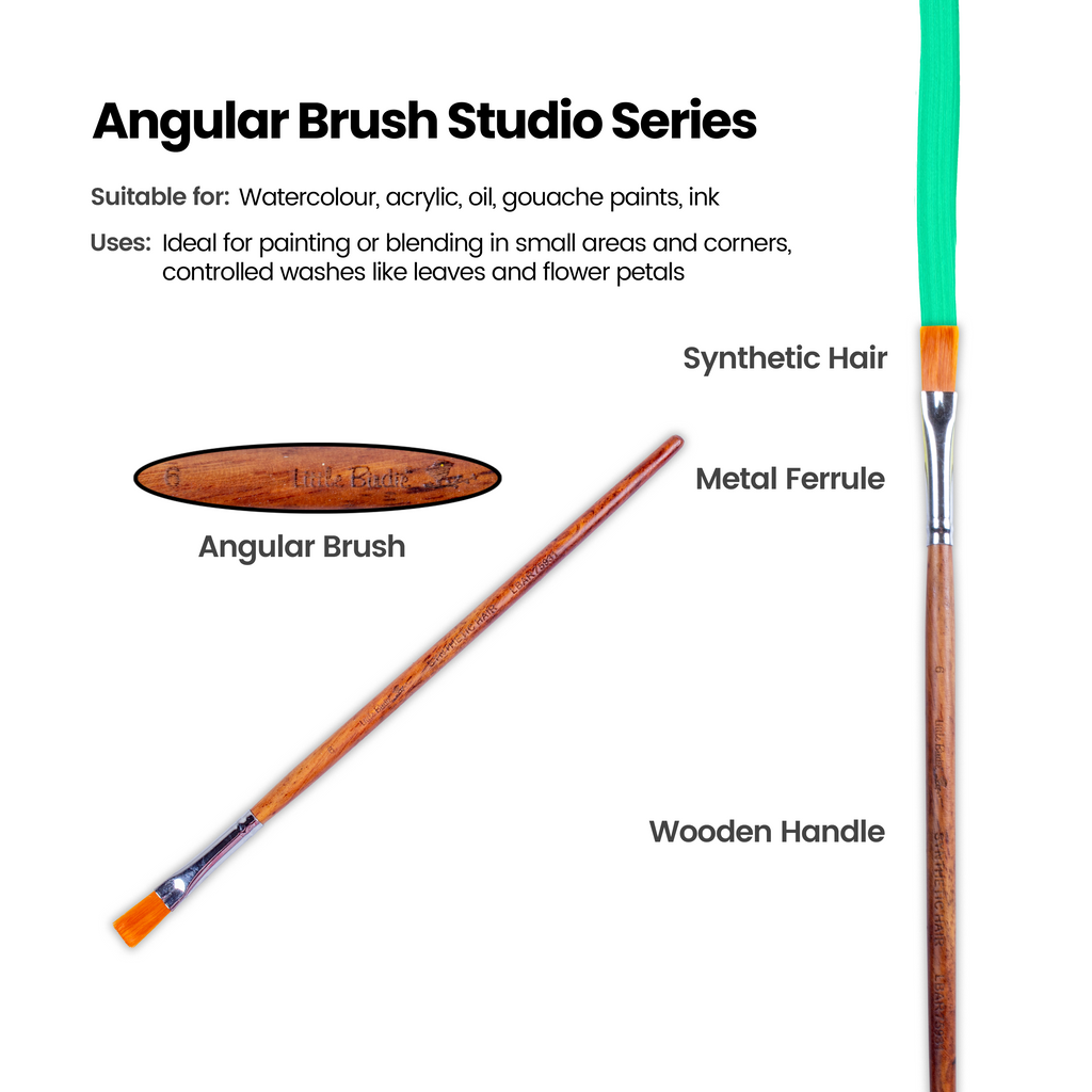 Rosewood Flat Brush Synthetic Hair Handle Length 200mm Size 6 1 pc