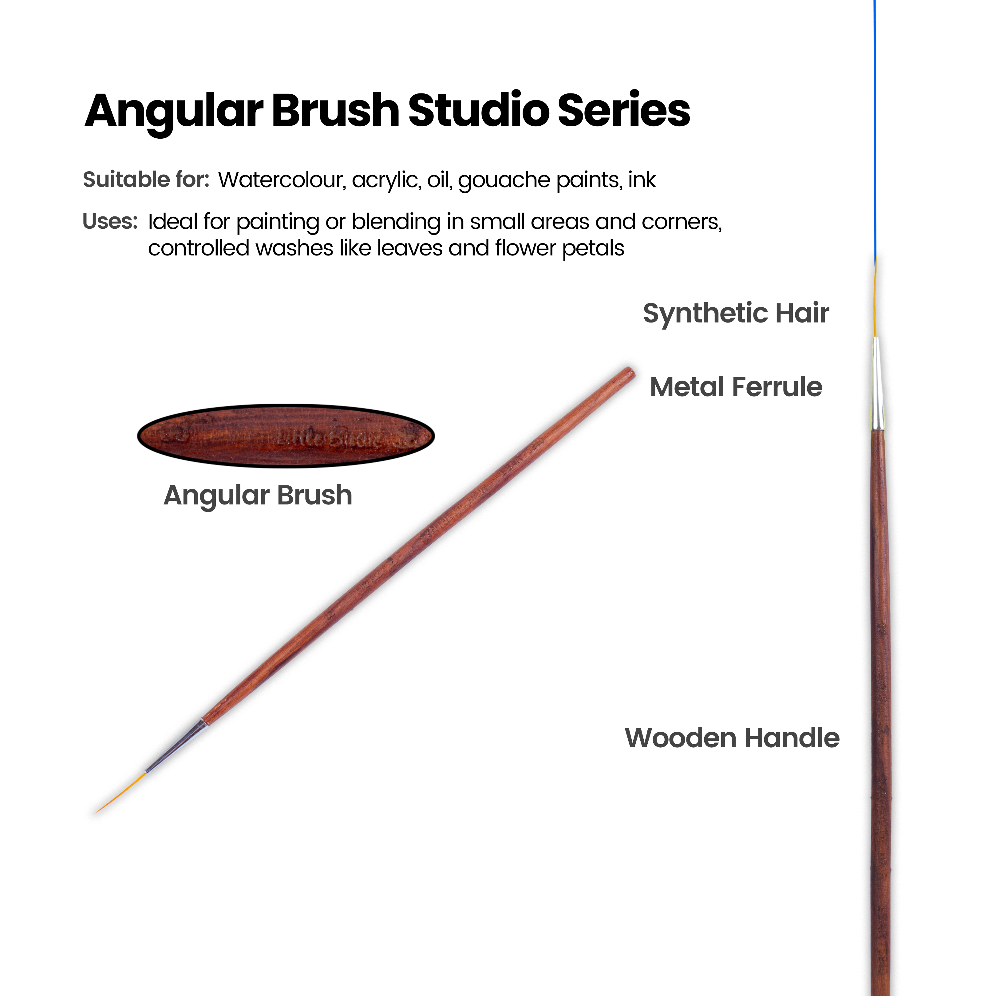 Rosewood Liner Brush Synthetic Hair Handle Length 200mm Size 00 1 pc