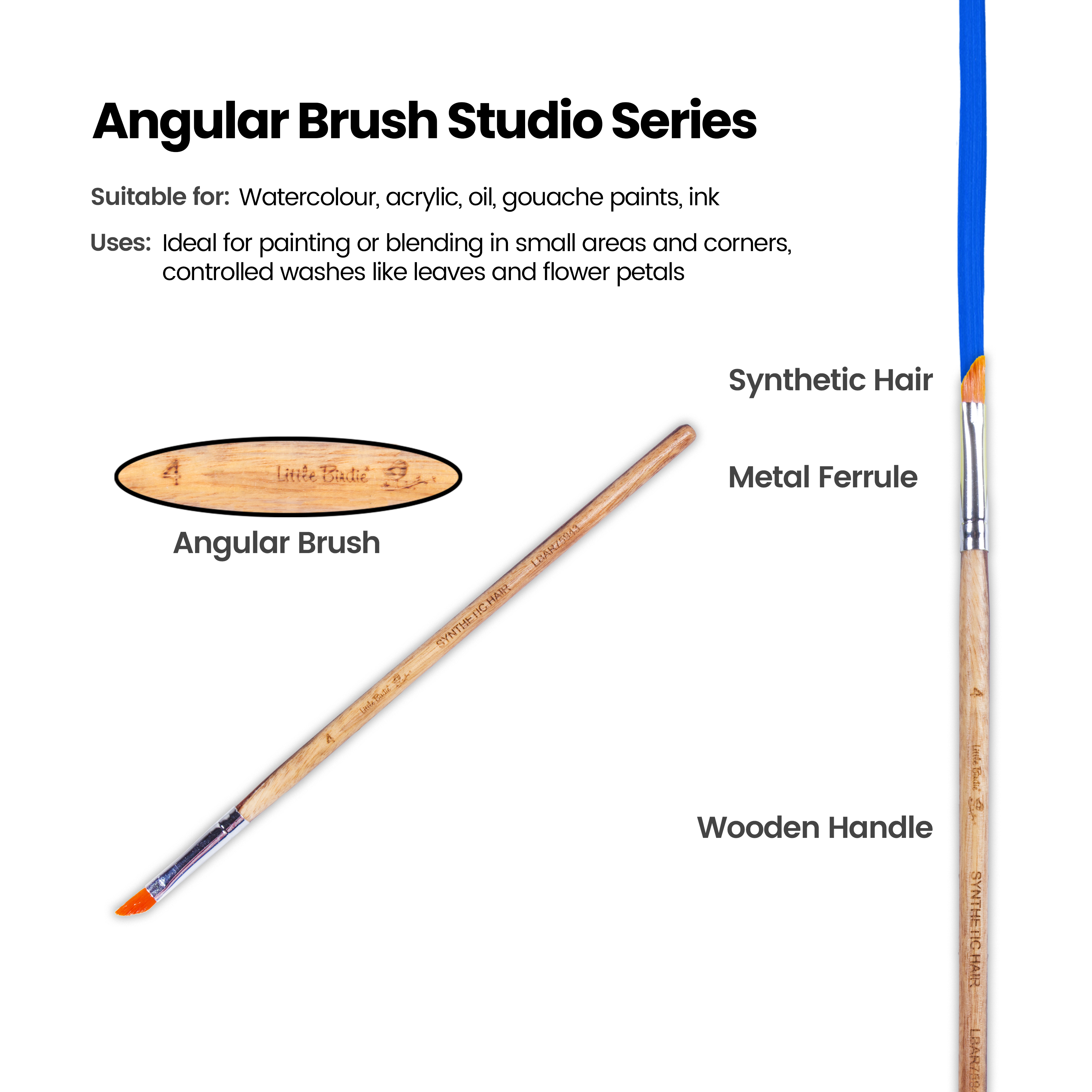 Rosewood Dagger Brush Synthetic Hair Handle Length 200mm Size 4 1 pc