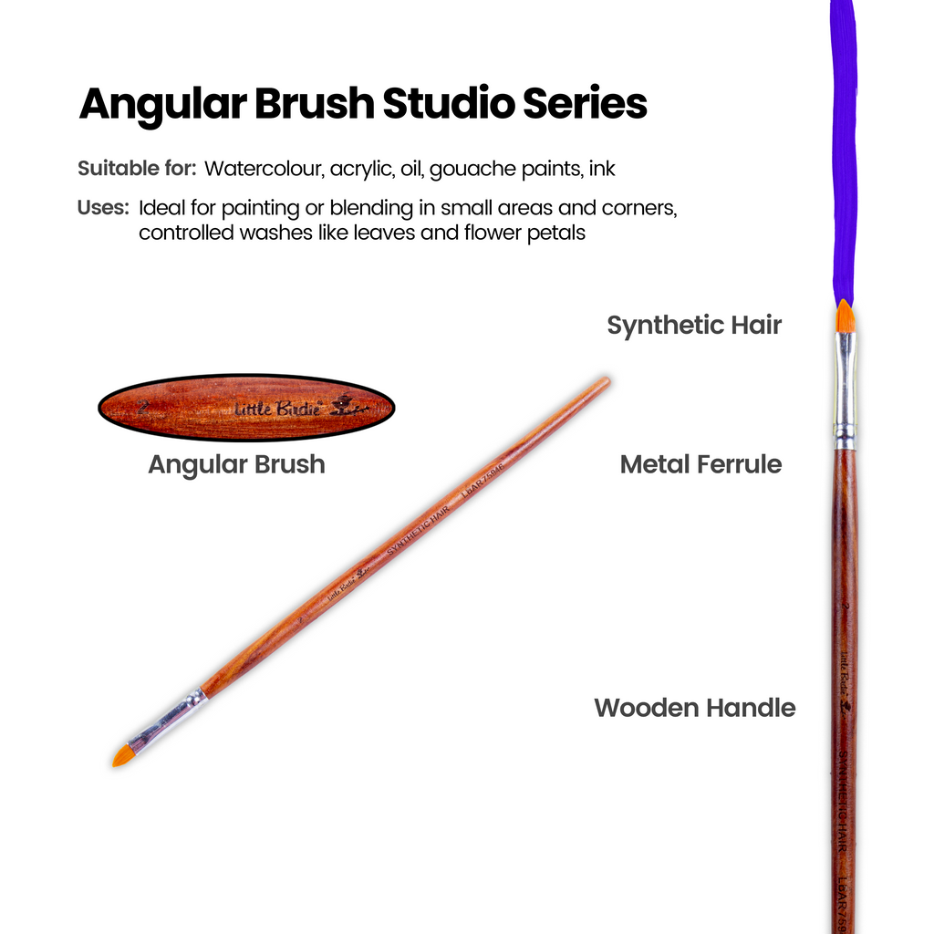 Rosewood Cat`S Tongue Brush Synthetic Hair Handle Length 200mm Size 2 1 pc