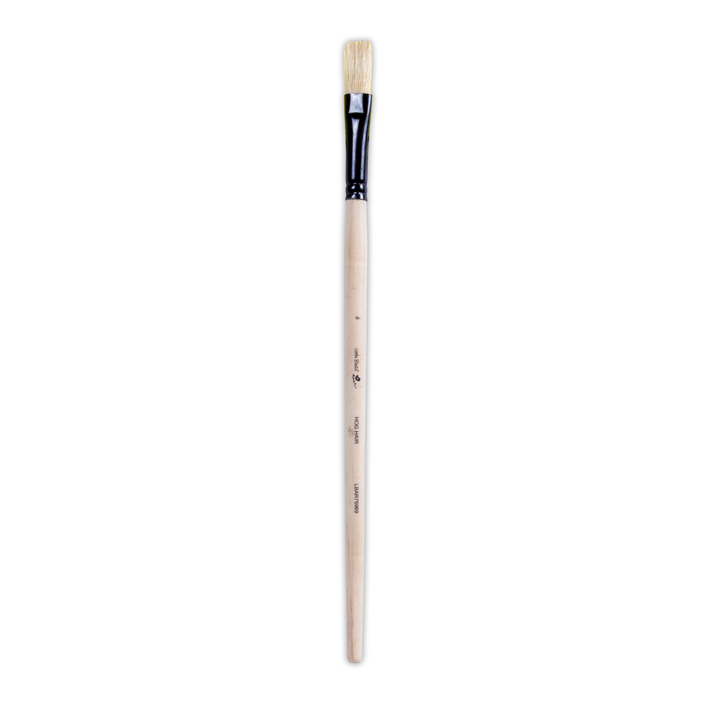 Synthetic Hog Hair Oil Flat Brush Handle Length 200mm Size 8 1 pc