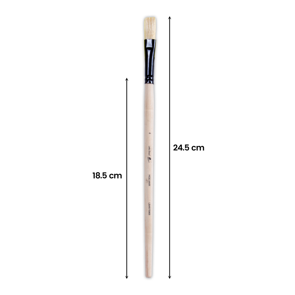 Synthetic Hog Hair Oil Flat Brush Handle Length 200mm Size 8 1 pc