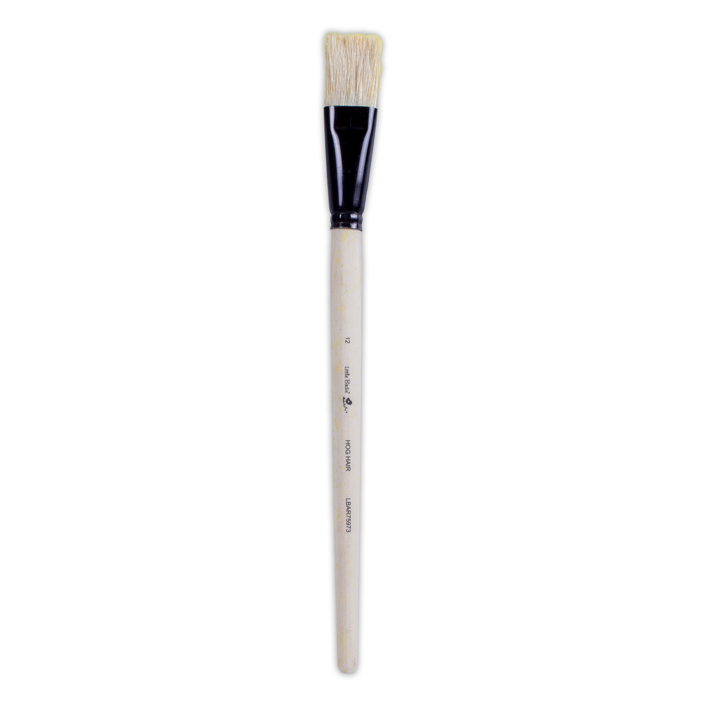 Synthetic Hog Hair Oil Flat Brush Handle Length 200mm Size 12 1 pc