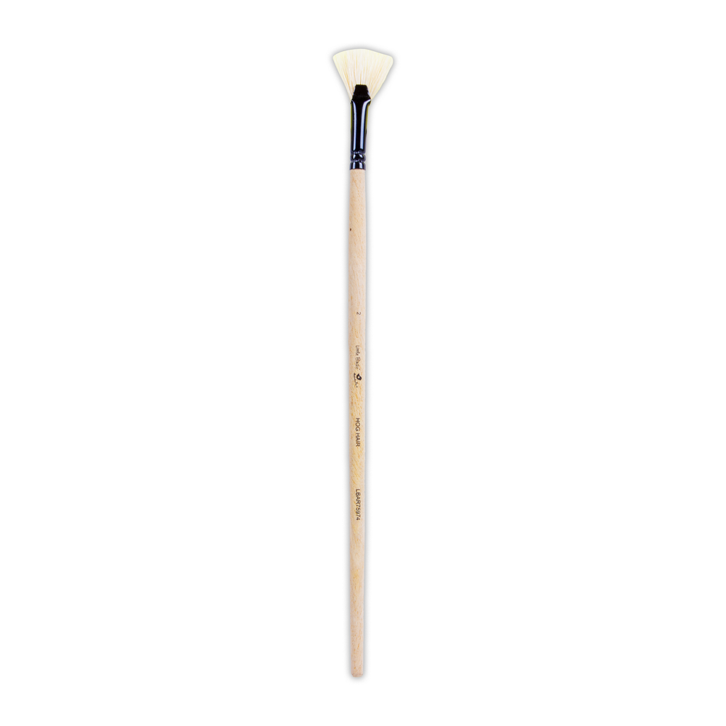 Synthetic Hog Hair Oil Fan Brush Handle Length 200mm Size 2 1 pc