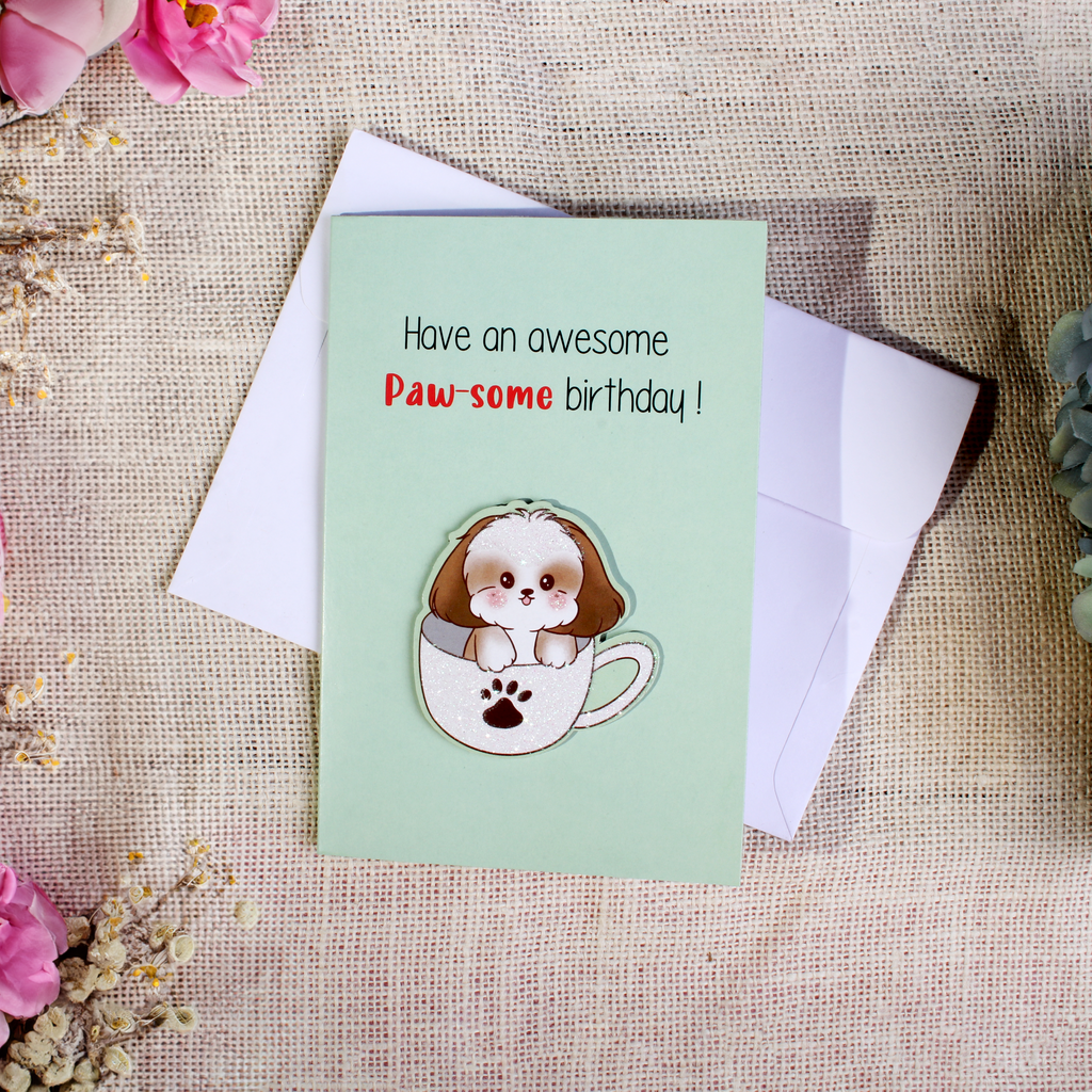 Greeting Card & Envelope Pawsome Birthday 4 X 6inch