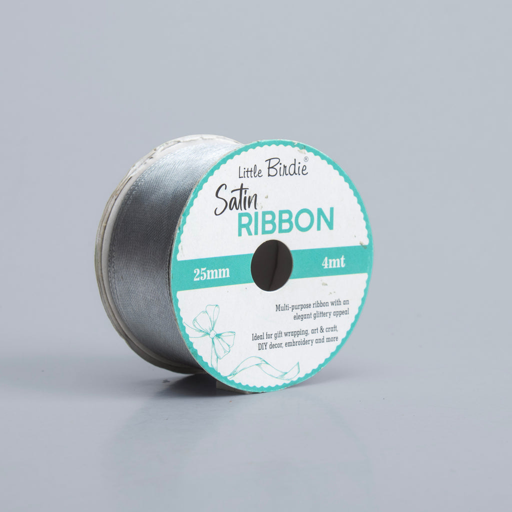 Satin Ribbon 25mm Silver 4mtr 1Roll