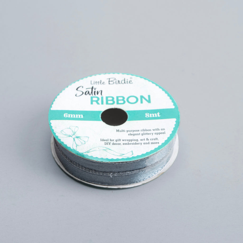 Satin Ribbon 6mm Silver 8mtr 1Roll