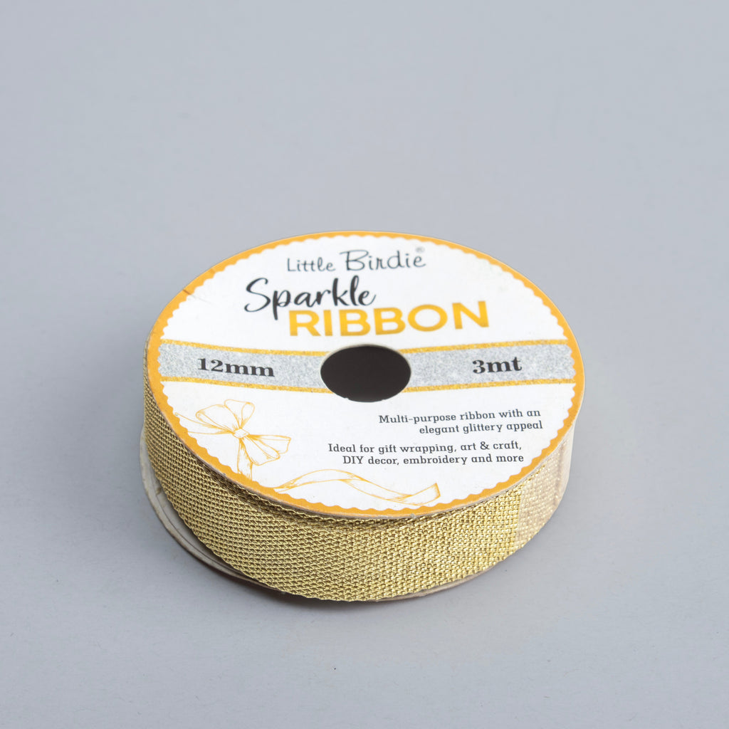 Sparkle Ribbon 12mm Light Gold 3mtr 1Roll