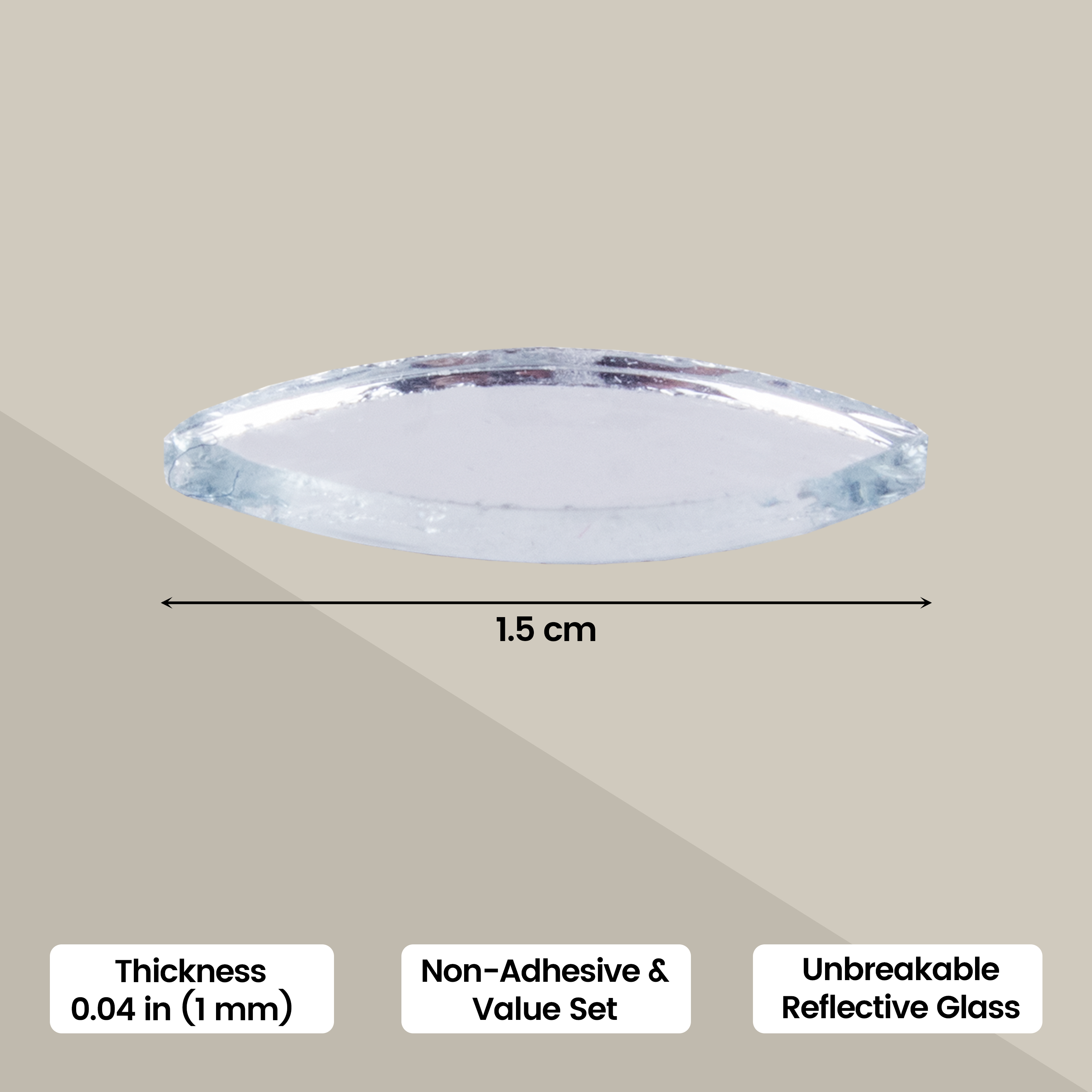 Cut Mirror Leaf 14Mm 50Gms Approx 355pc