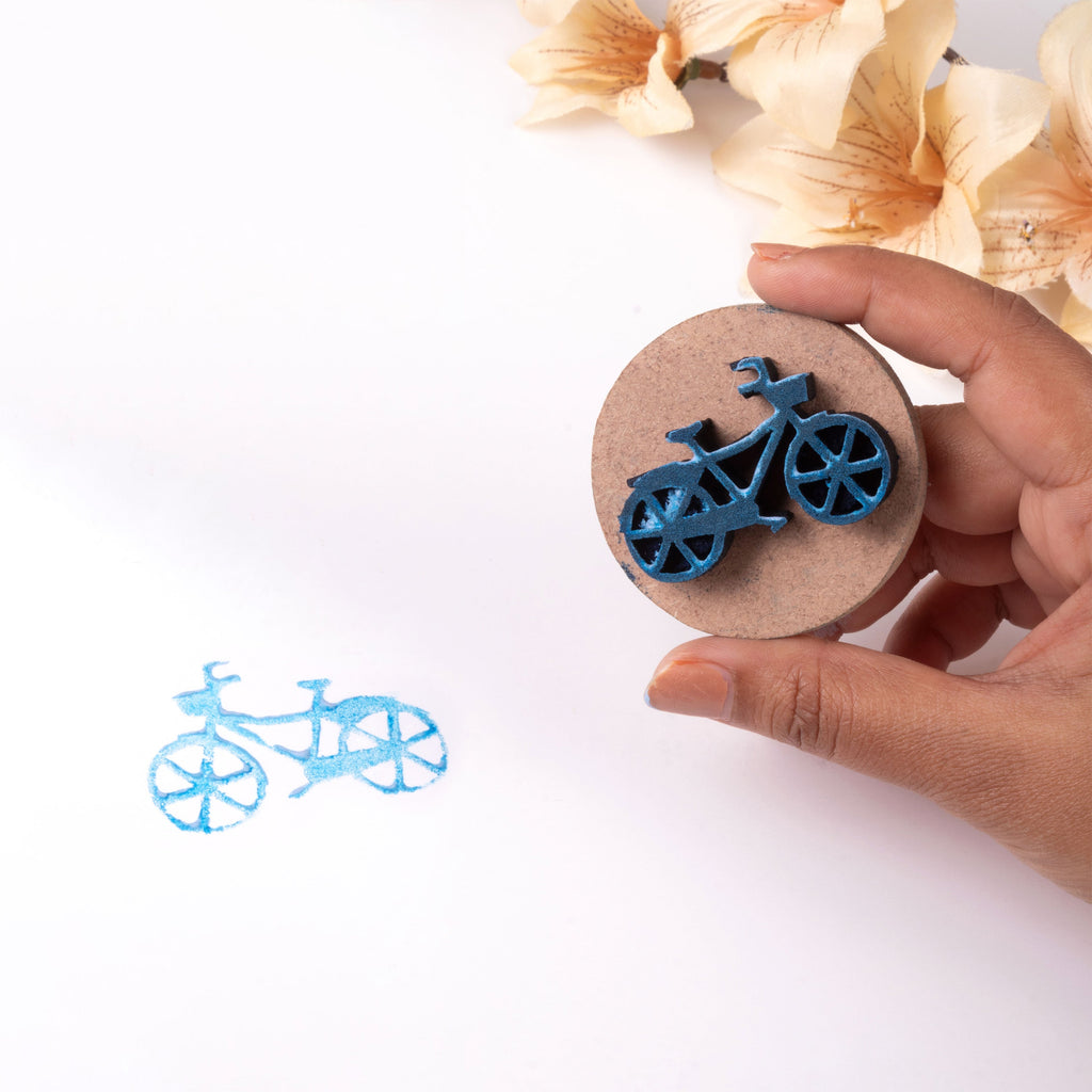 Foam Stamp - Bicycle | 4.1cm x 2.7cm | 10mm Thick (MDF Base 5.5mm thick round 5cm dia) 1pc