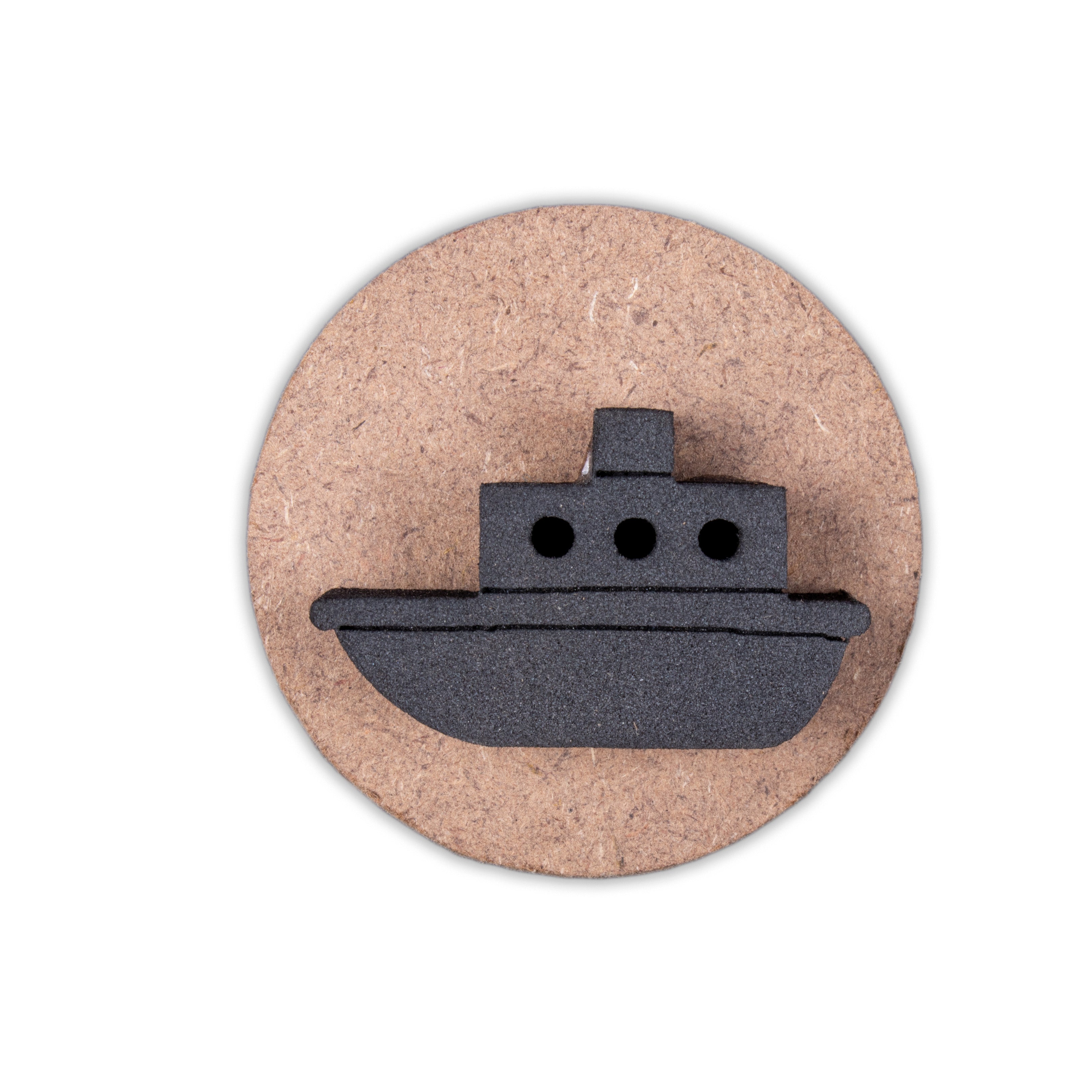 Foam Stamp - Ship | 4cm x 2.9cm | 10mm Thick (MDF Base 5.5mm thick round 5cm dia) 1pc