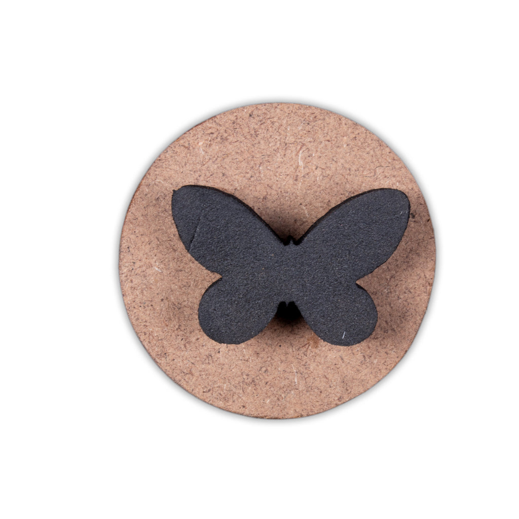 Foam Stamp - Butterfly | 3.7cm x 2.5cm | 10mm Thick (MDF Base 5.5mm thick round 5cm dia,) 1pc