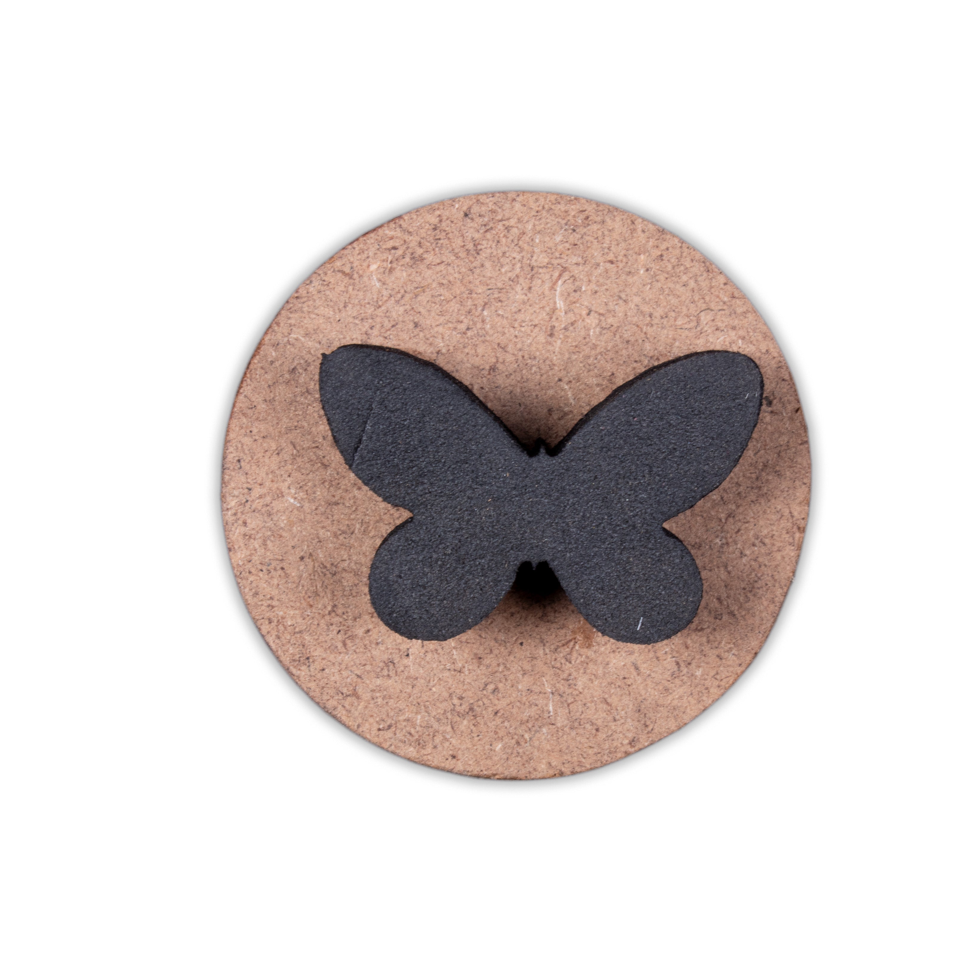 Foam Stamp - Butterfly | 3.7cm x 2.5cm | 10mm Thick (MDF Base 5.5mm thick round 5cm dia,) 1pc