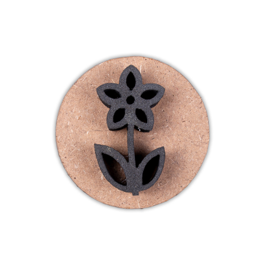 Foam Stamp - Flower Stem | 2.2 x 4.2cm | 10mm Thick (MDF Base 5.5mm thick round 5cm dia) 1pc