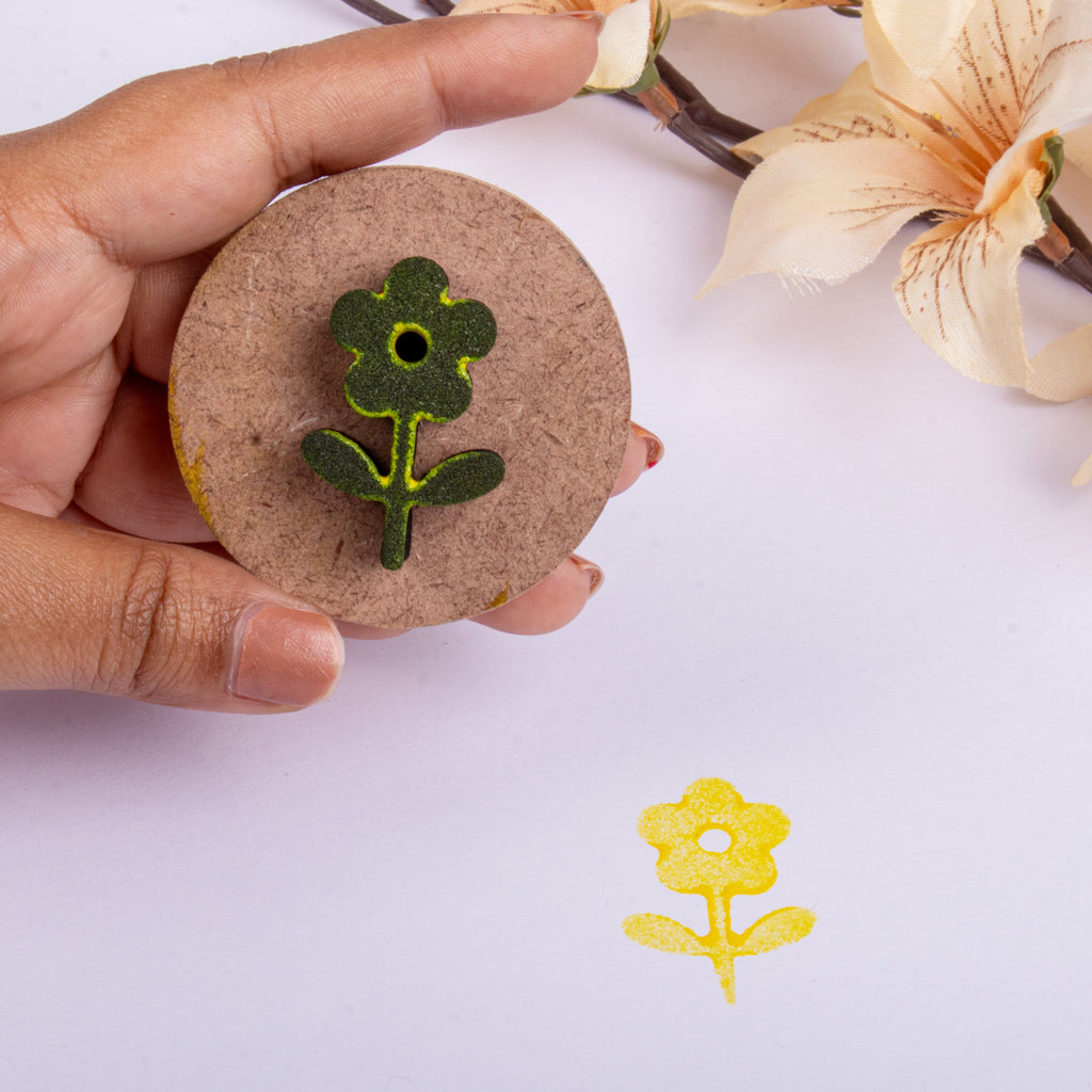 Foam Stamp - Daisy Stem | 2.1cm x 3.3cm | 10mm Thick (MDF Base 5.5mm thick round 5cm dia) 1pc