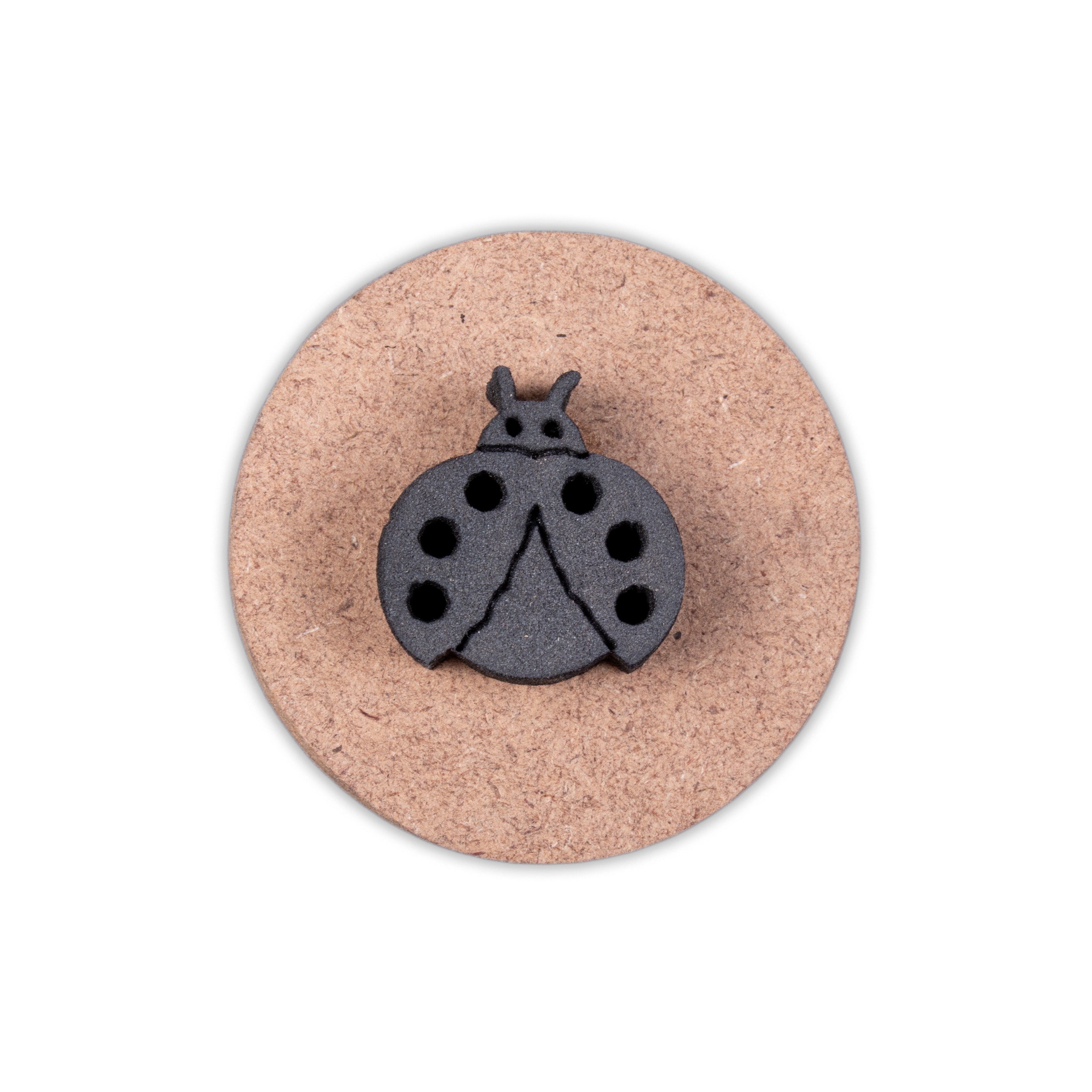 Foam Stamp Ladybug 2.3 x 2.4cm x 10mm Thick (MDF Base 5.5mm thick round 5cm dia) 1pc