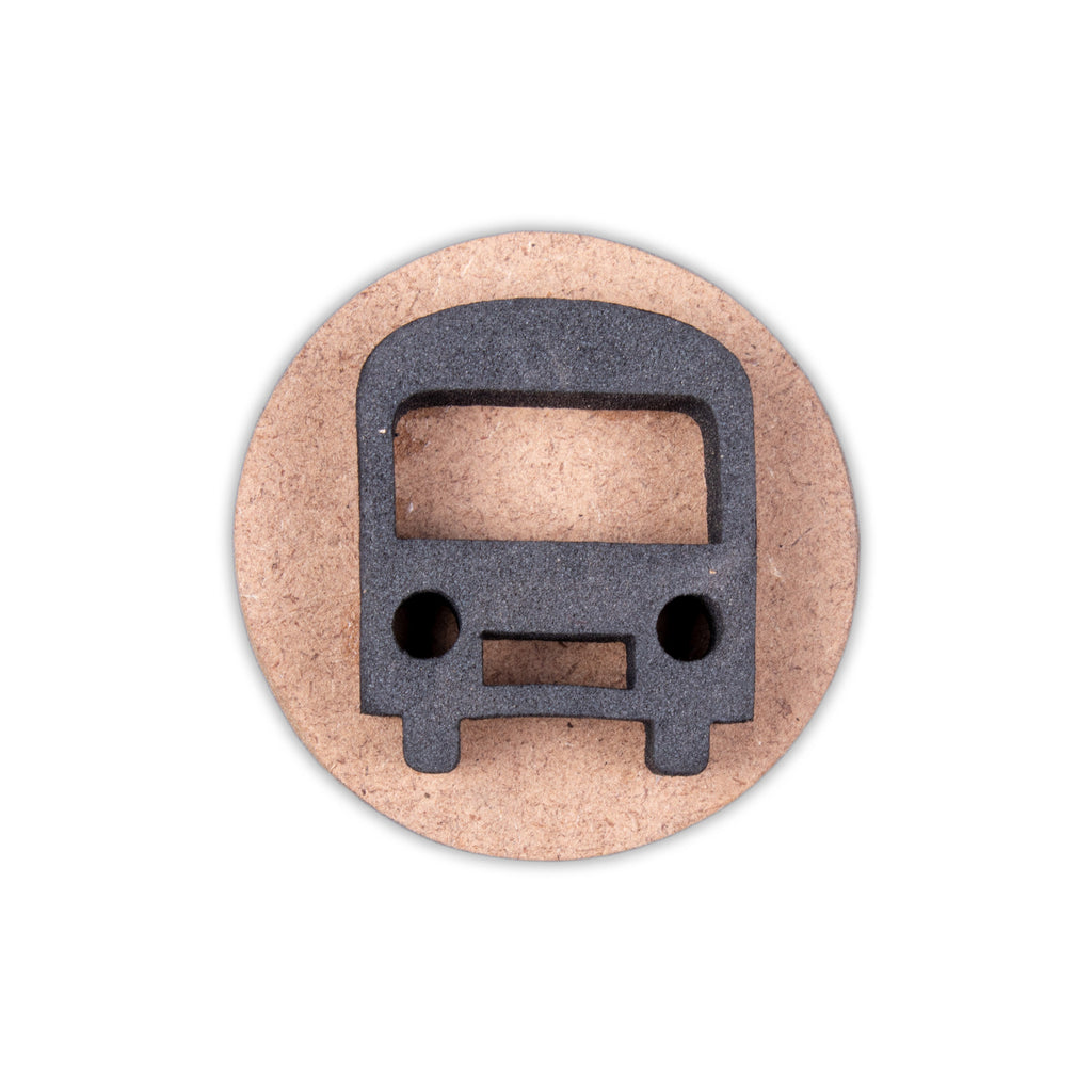 Foam Stamp - Bus | 3.1cm x 3.7cm | 10mm Thick (MDF Base 5.5mm thick round 5cm Dia) 1pc
