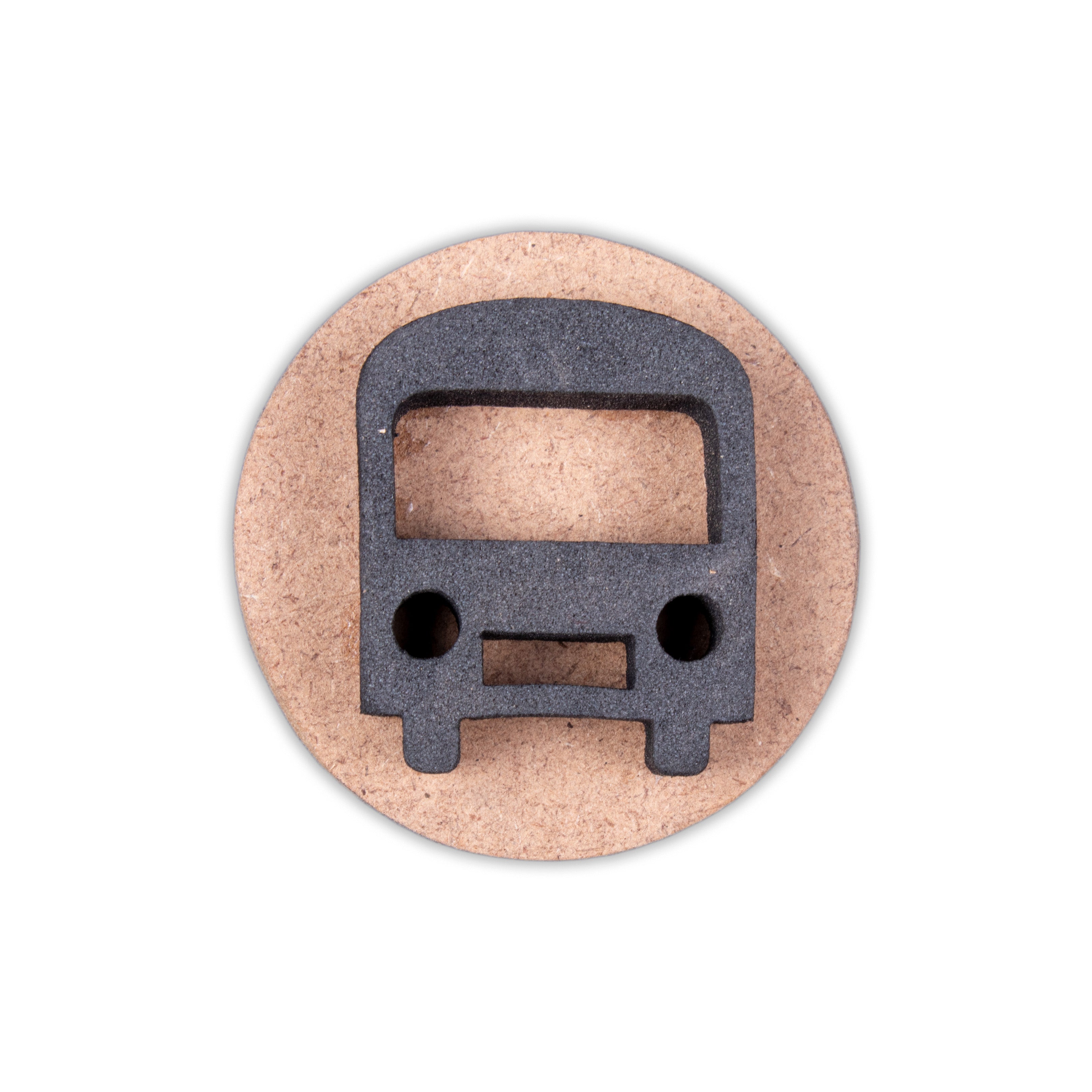 Foam Stamp - Bus | 3.1cm x 3.7cm | 10mm Thick (MDF Base 5.5mm thick round 5cm Dia) 1pc
