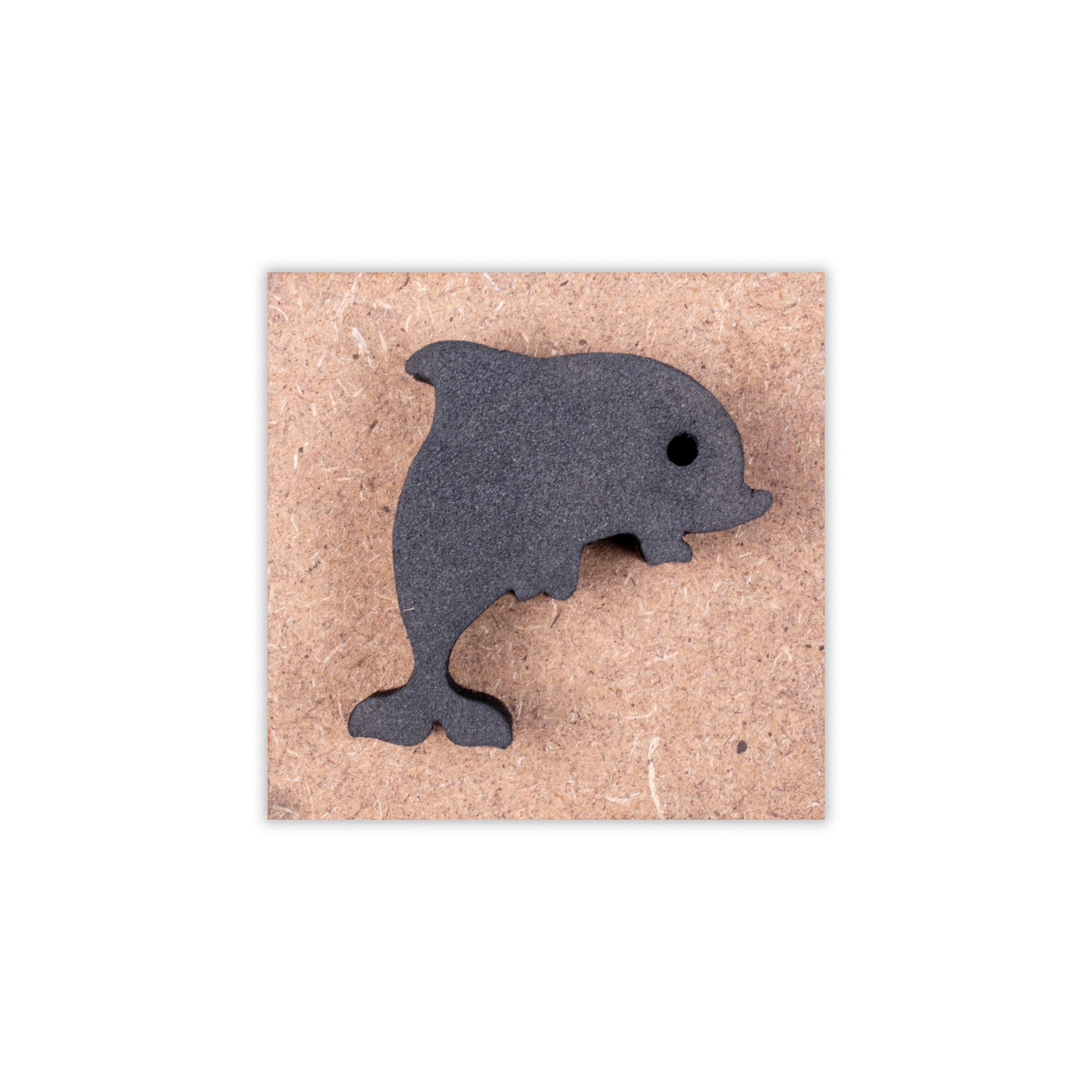 Foam Stamp - Dolphin, 3.8cm x 3.5cm, 10mm Thick (MDF Base 5.5mm thick square 5x5cm ) 1pc