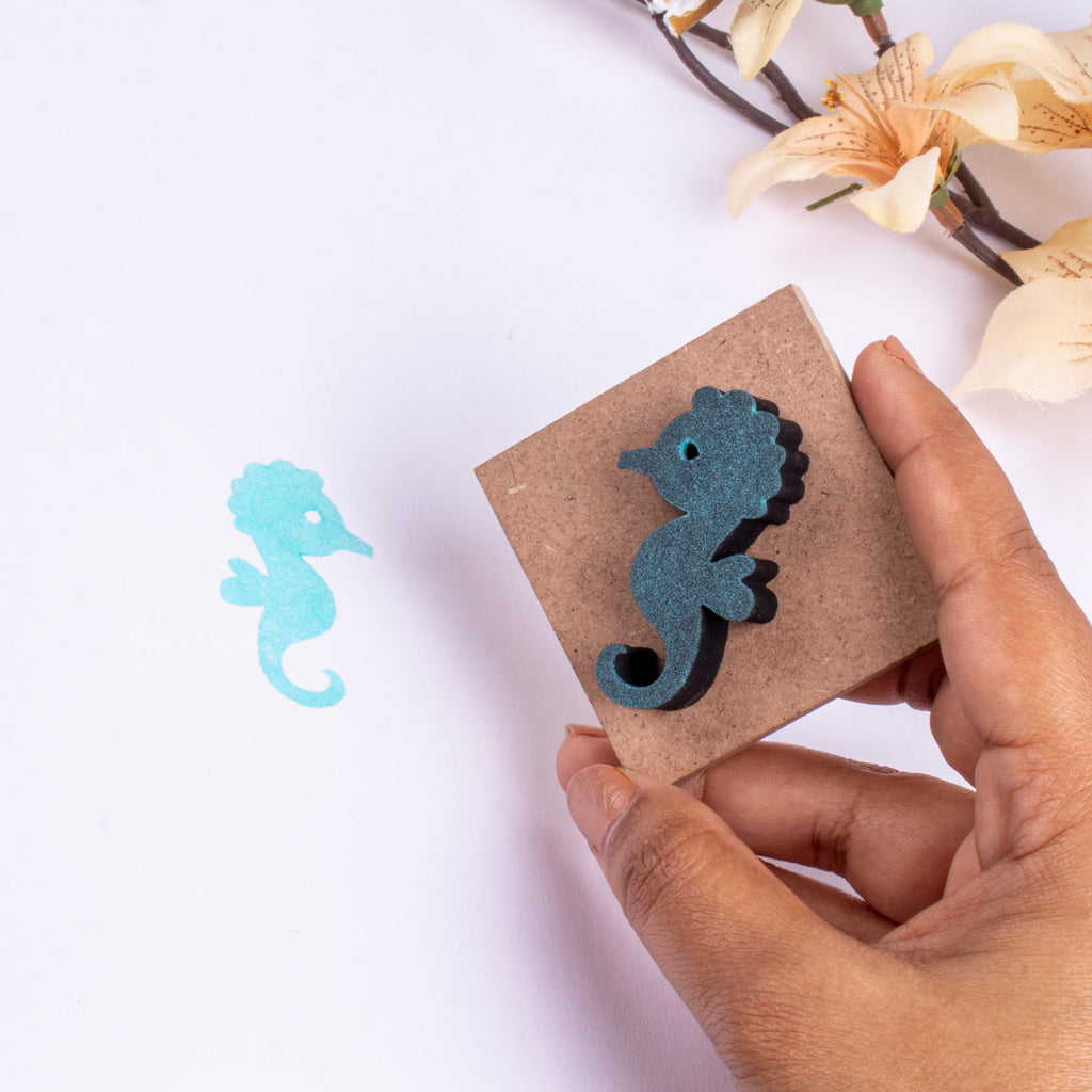 Foam Stamp - Seahorse | 2.2cm x 4.3cm | 10mm Thick (MDF Base 5.5mm thick square 5x5cm ) 1pc