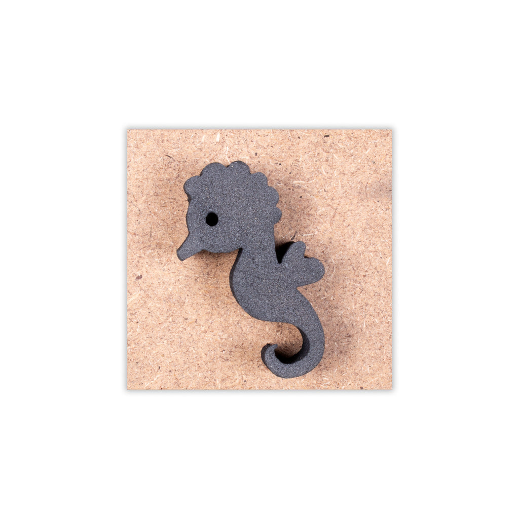 Foam Stamp - Seahorse | 2.2cm x 4.3cm | 10mm Thick (MDF Base 5.5mm thick square 5x5cm ) 1pc