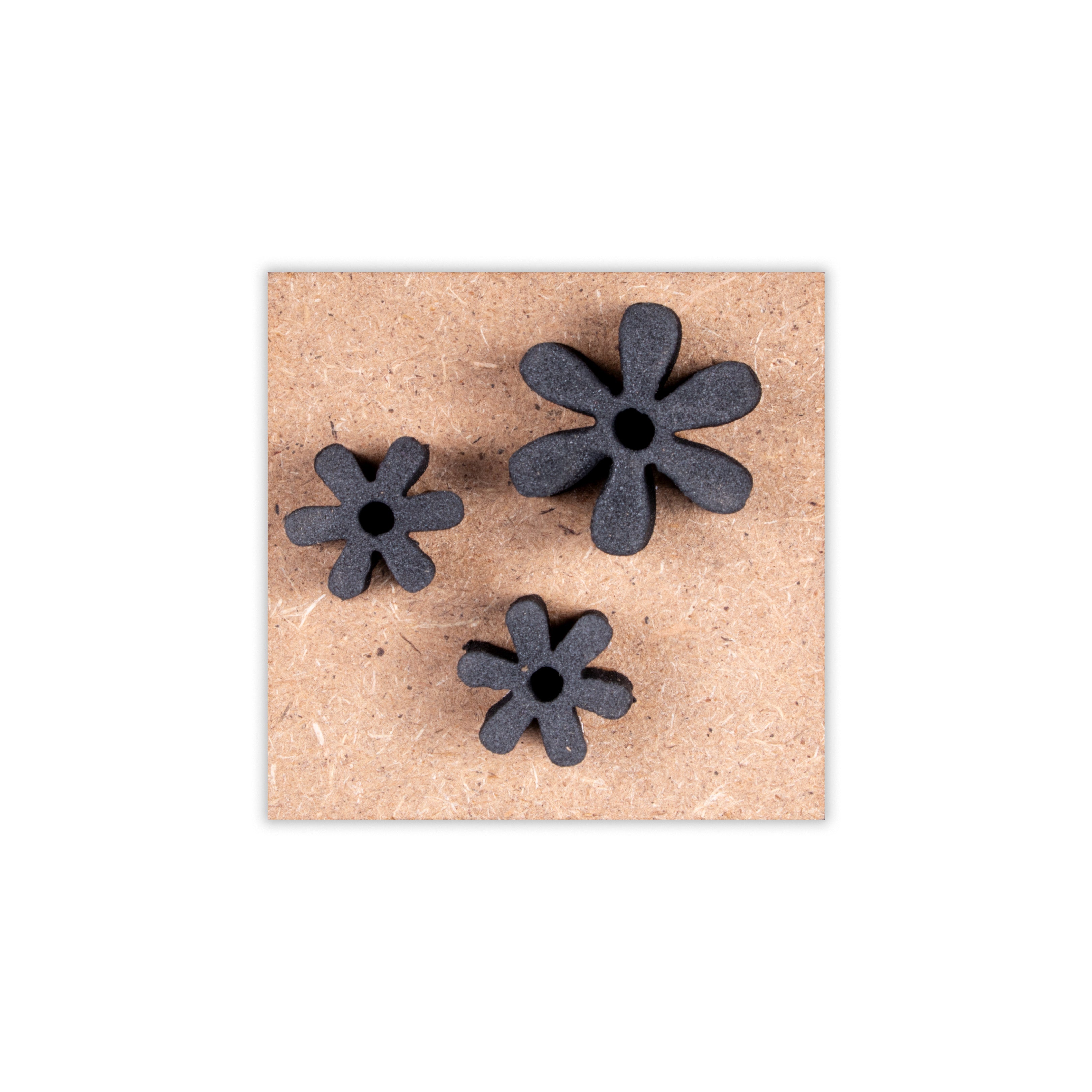 Foam Stamp - Flower Collection (3 flowers) Big | 2.3 x 2.3cm & small 1.5 x 1.5cm | 10mm Thick (MDF Base 5.5mm thick square 5x5cm ) 1pc