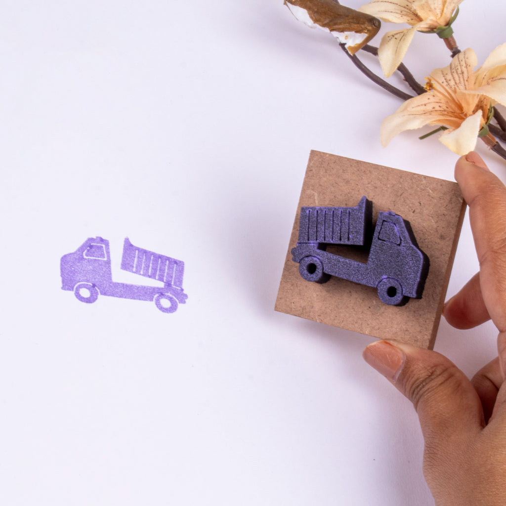 Foam Stamp - Tipper Truck | 4cm x 2.8cm | 10mm Thick (MDF Base 5.5mm thick square 5x5cm ) 1pc