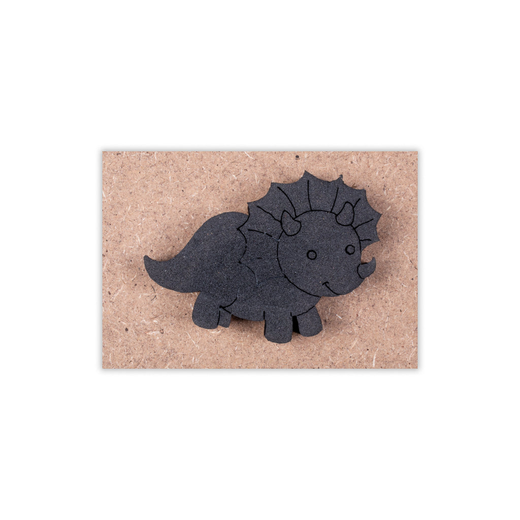 Foam Stamp - Triceratop | 5.8cm x 4cm | 10mm Thick (MDF Base 5.5mm thick rectangle 8.2 x 5.9cm) 1pc