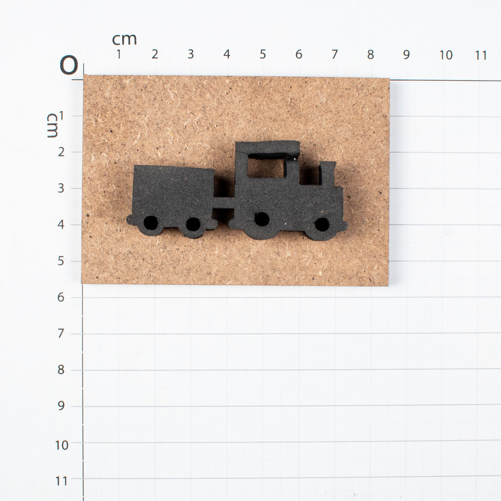 Foam Stamp - Locomotive | 5.7 x 2.5cm x 10mm Thick (MDF Base 5.5mm thick rectangle 8.2 x 5.9cm) 1pc