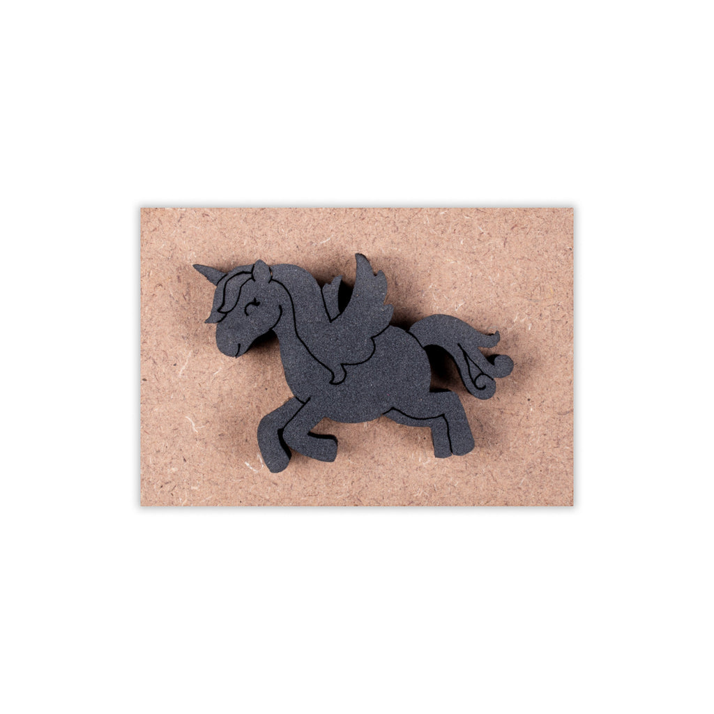 Foam Stamp - Flying Unicorn | 5.4cm x 4cm | 10mm Thick (MDF Base 5.5mm thick rectangle 8.2 x 5.9cm) 1pc