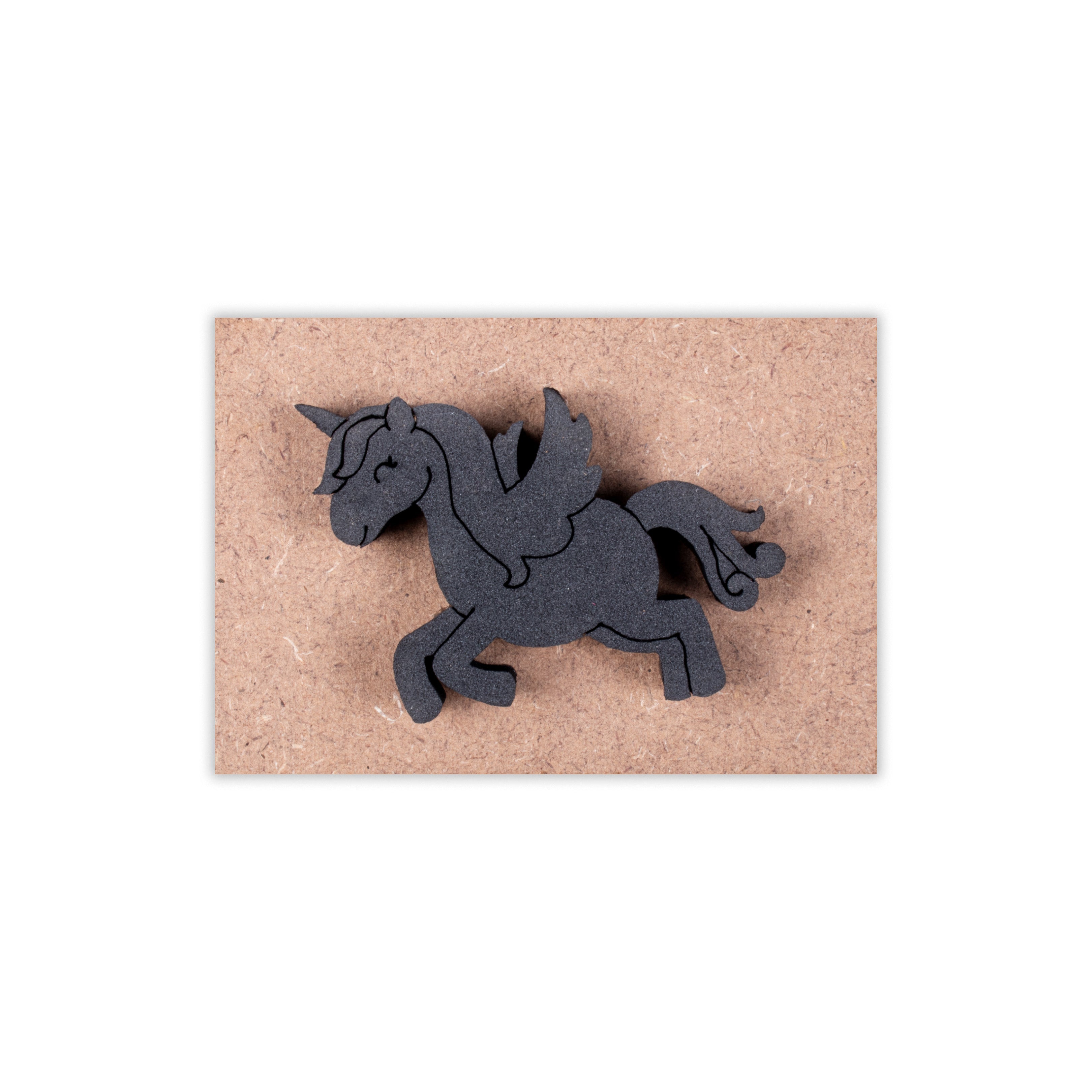 Foam Stamp - Flying Unicorn | 5.4cm x 4cm | 10mm Thick (MDF Base 5.5mm thick rectangle 8.2 x 5.9cm) 1pc