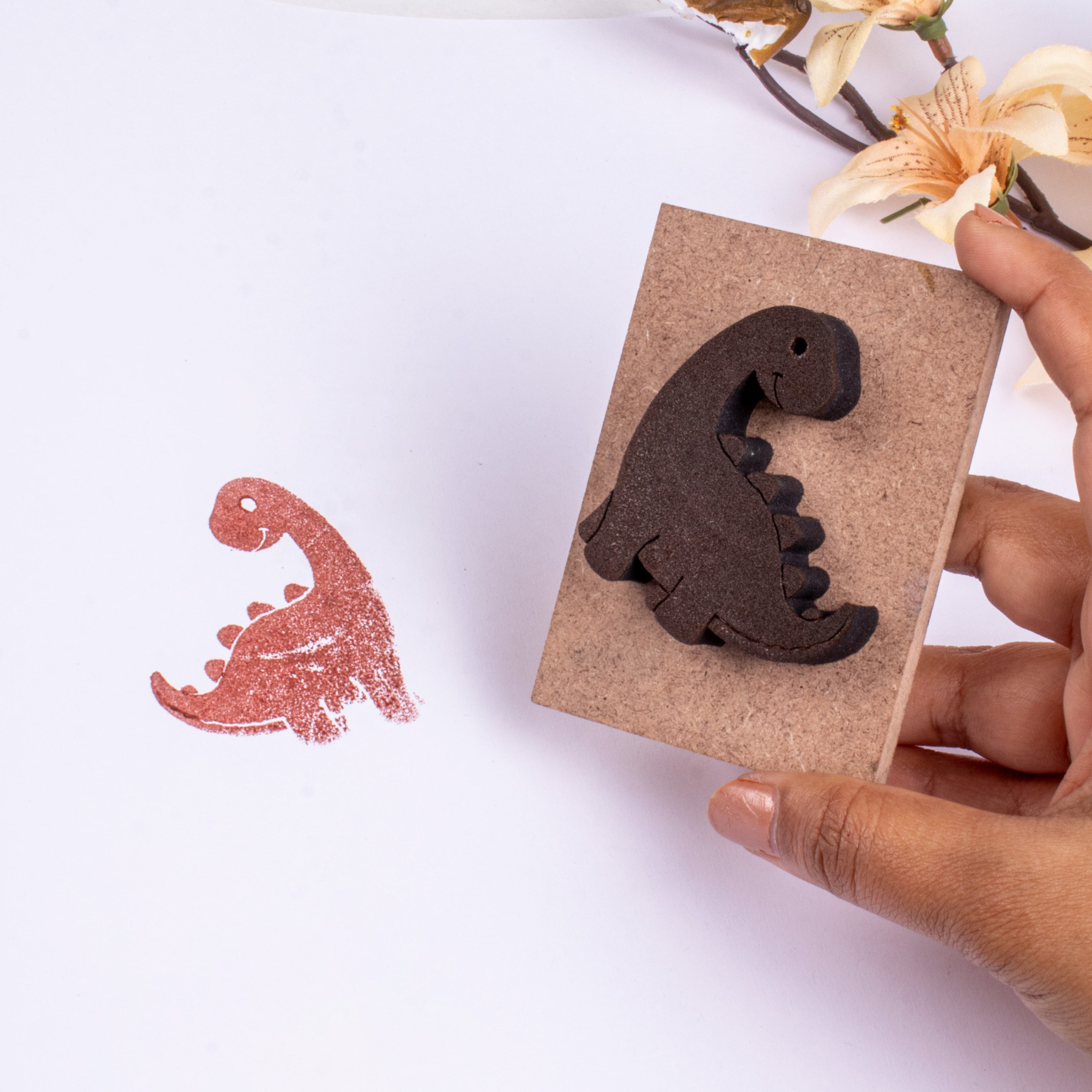 Foam Stamp - Stegosaurus | 5.1cm x 4.5cm | 10mm Thick (MDF Base 5.5mm thick rectangle 8.2 x 5.9cm 1pc