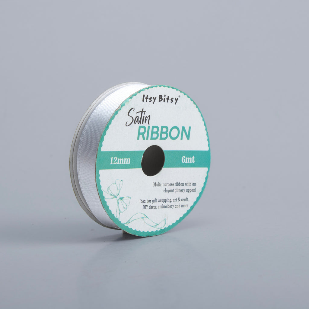 Satin Ribbon 12mm White 6mtr 1Roll