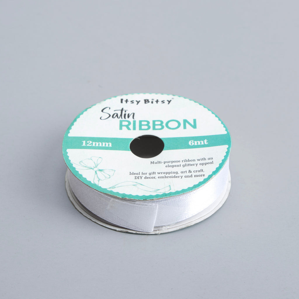 Satin Ribbon 12mm White 6mtr 1Roll