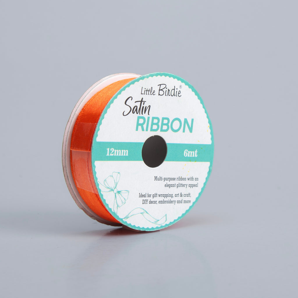 Satin Ribbon 12mm Orange 6mtr 1Roll